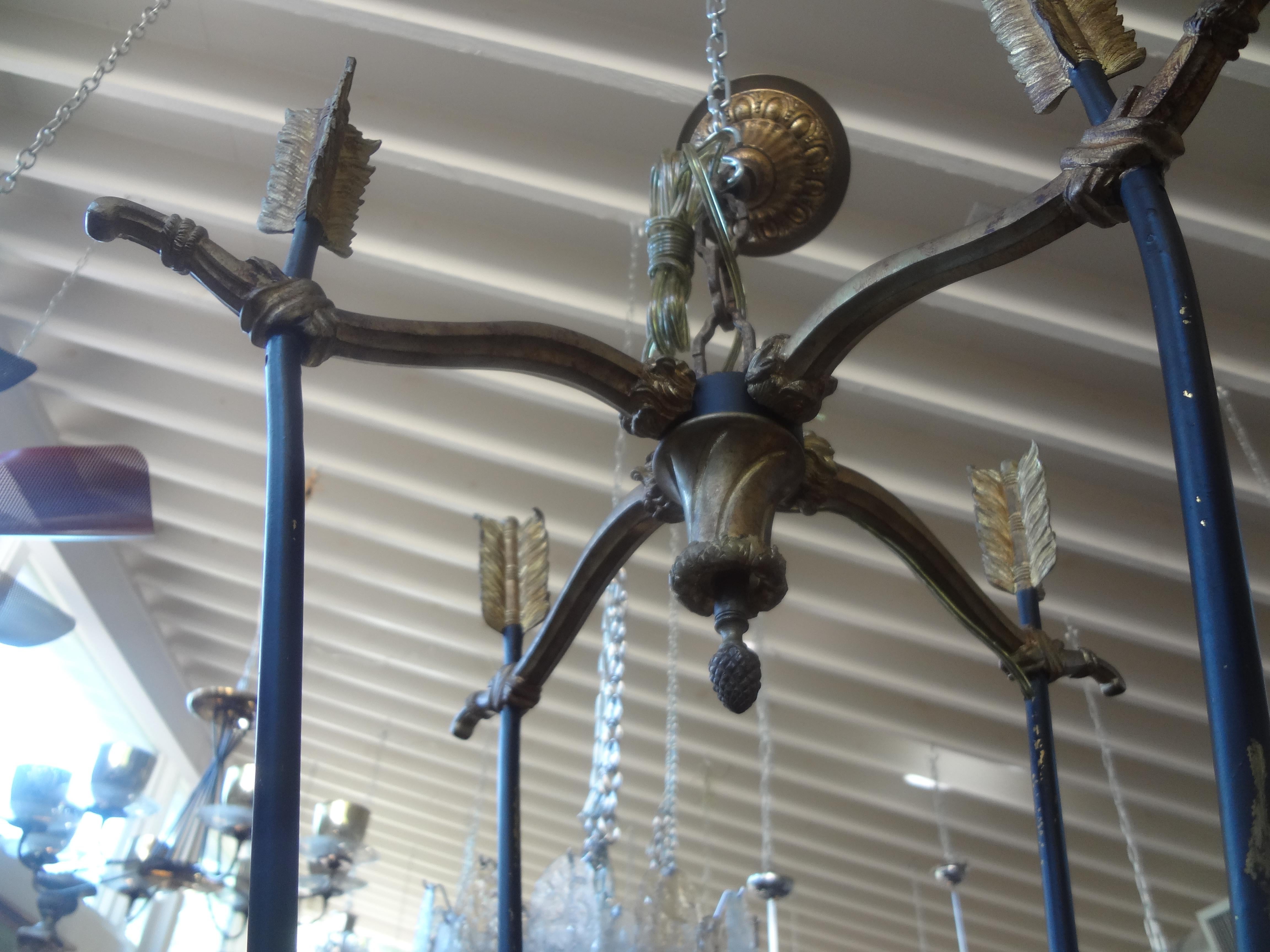 French Empire Style Bronze Chandelier With Arrows For Sale 1