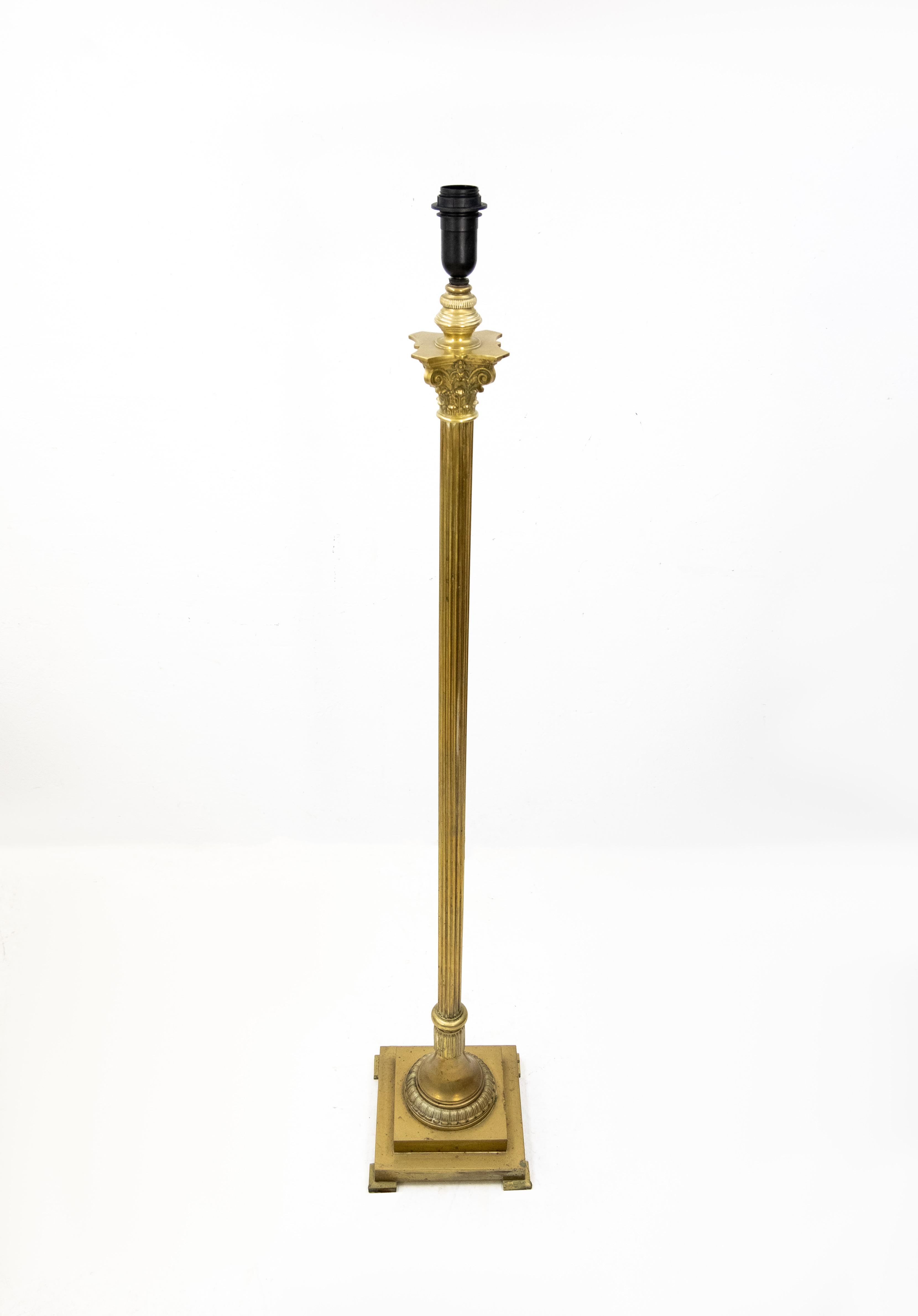 Brass French Empire Style Bronze Column Floor Lamp