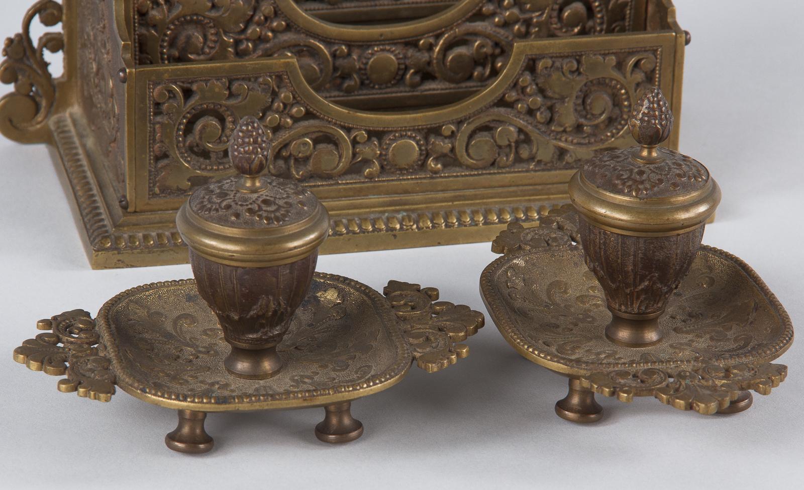 French Empire Style Bronze Desk Garniture, Late 1800s 11