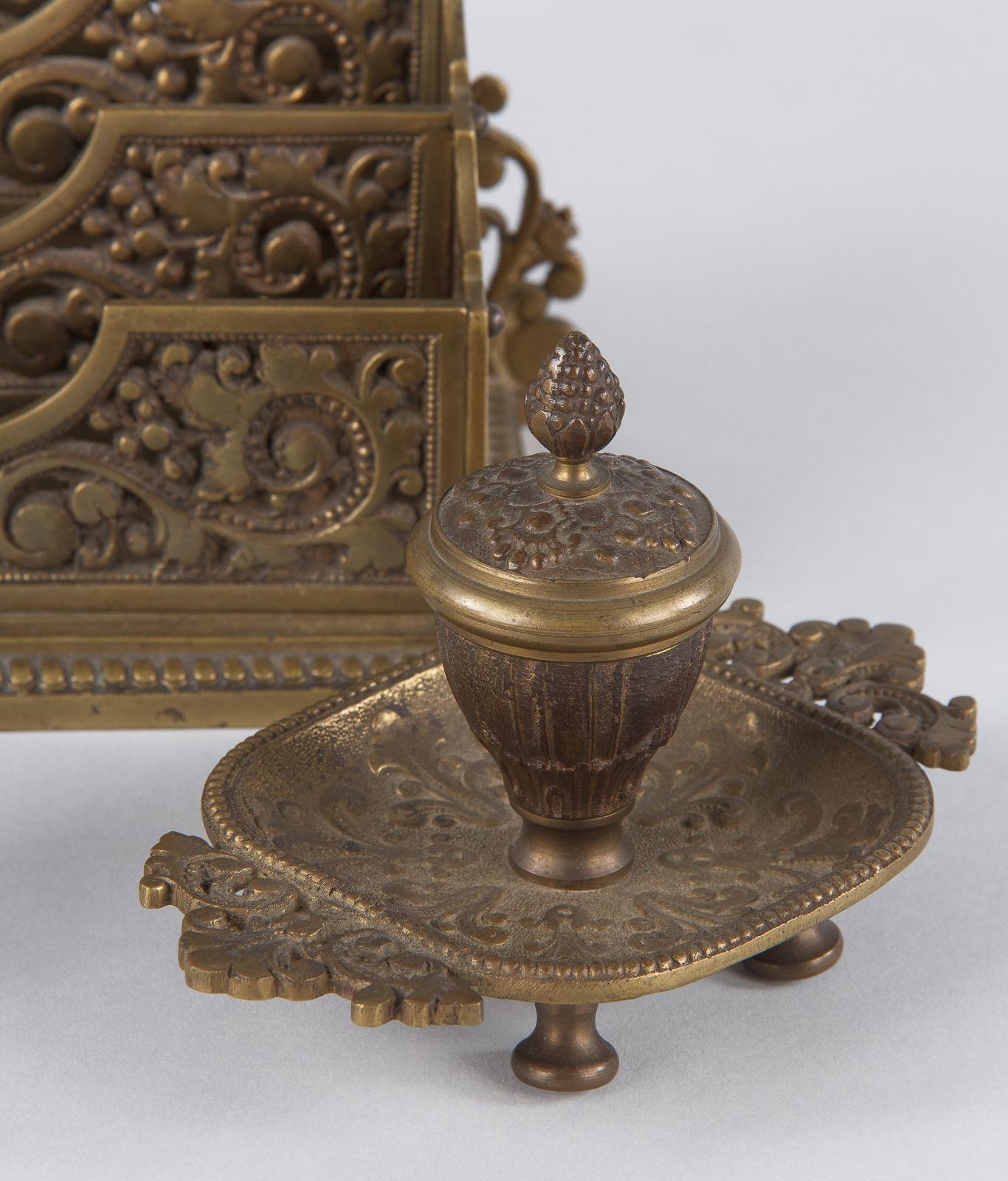 French Empire Style Bronze Desk Garniture, Late 1800s 1