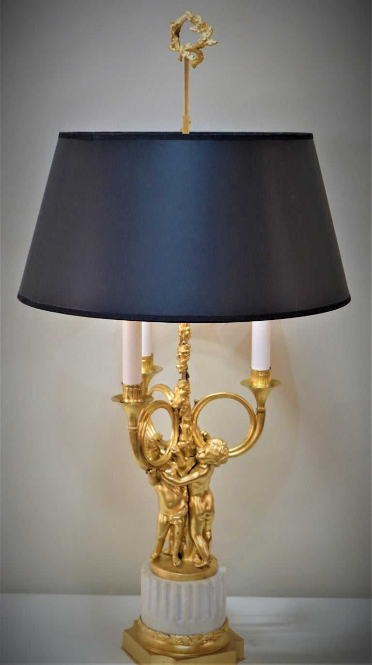 French Empire Style Bronze Dore Bouillotte Table Lamp at 1stDibs
