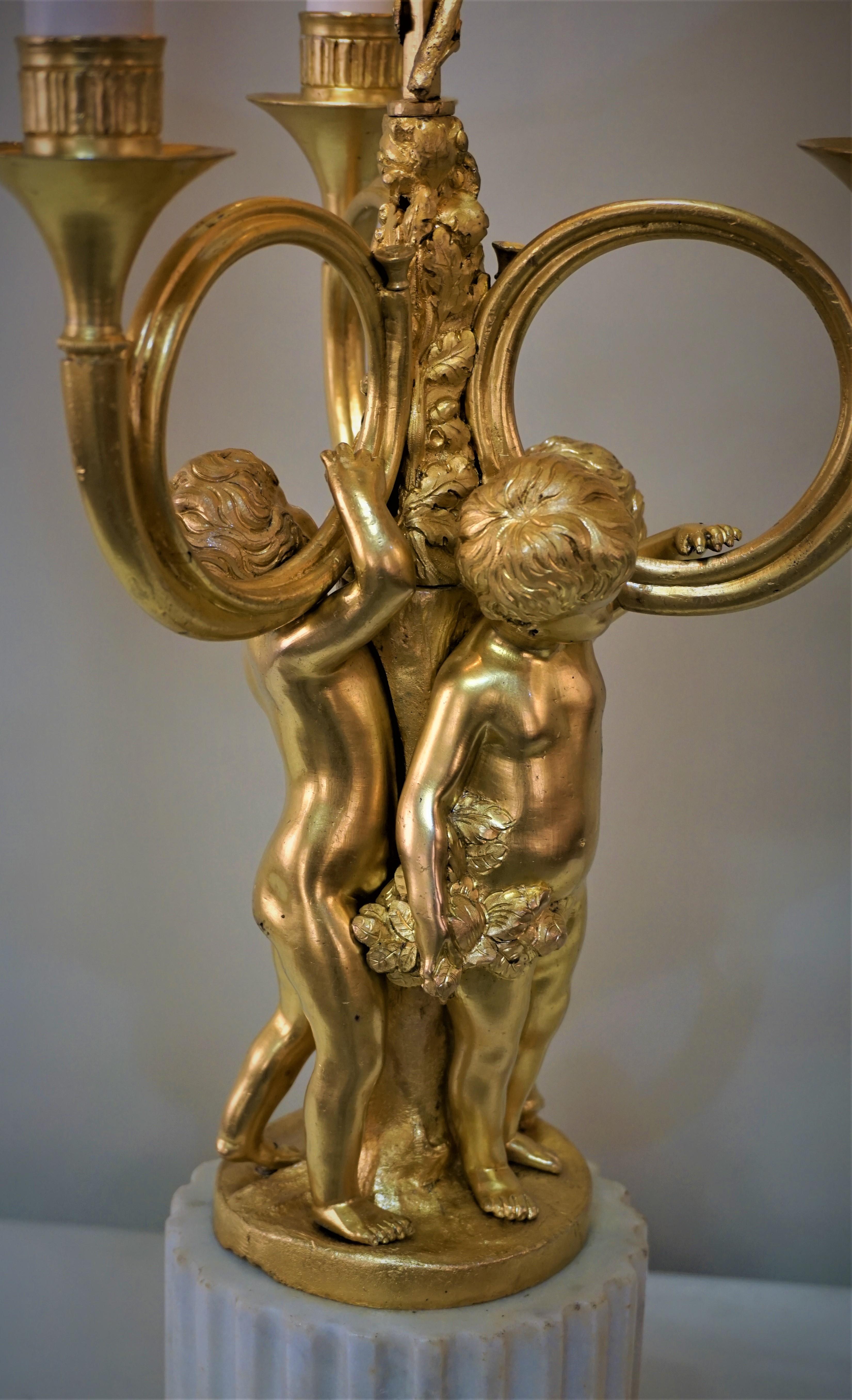 Bronze-Dore-Bouillotte-Tischlampe im französischen Empire-Stil (Frühes 20. Jahrhundert)