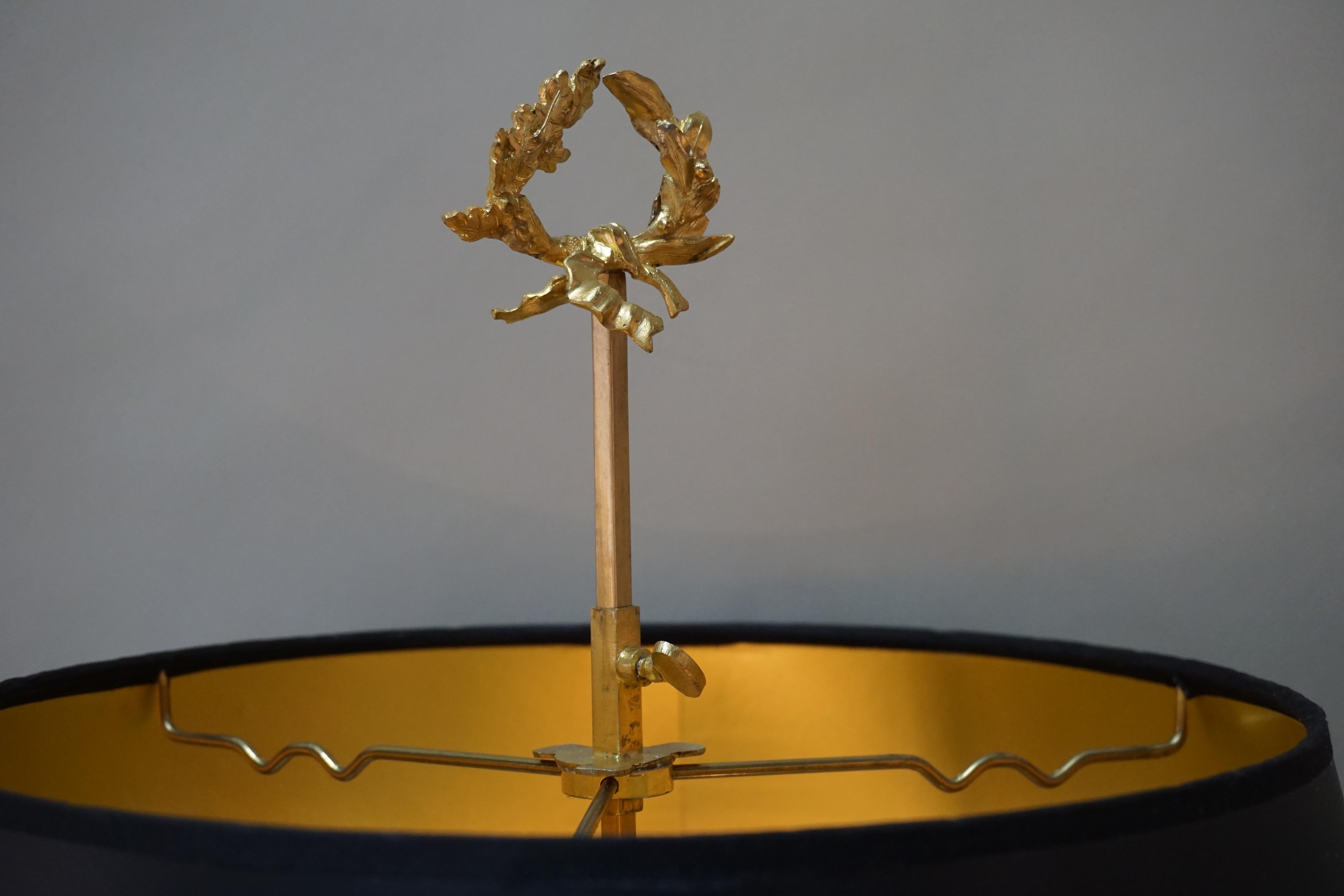 Bronze-Dore-Bouillotte-Tischlampe im französischen Empire-Stil 2