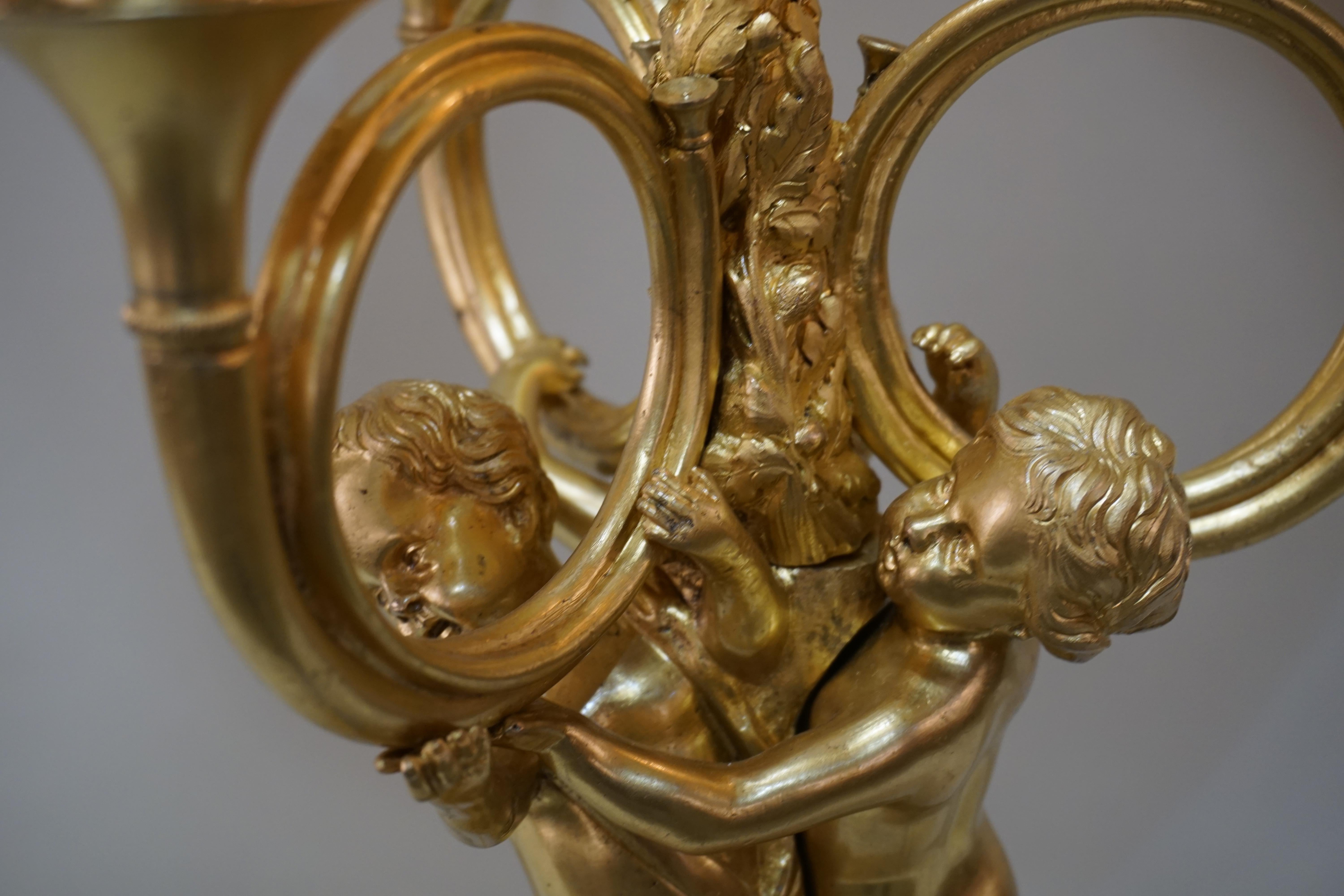 Bronze-Dore-Bouillotte-Tischlampe im französischen Empire-Stil 3