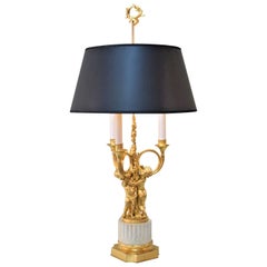 French Empire Style Bronze Dore Bouillotte Table Lamp