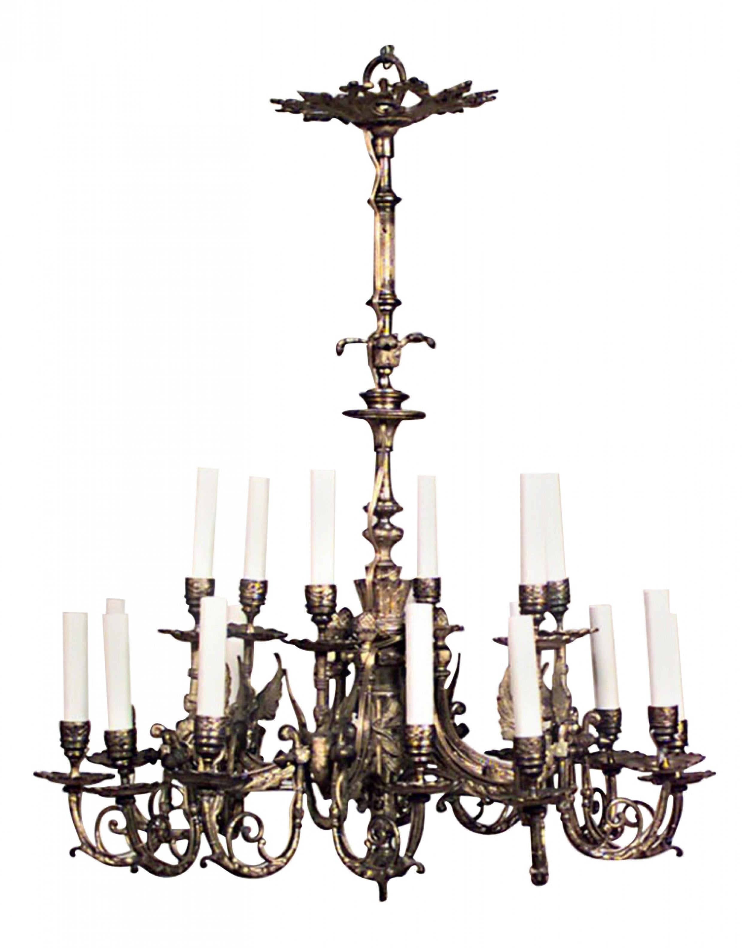 Napoleone III Lampadario Dore in bronzo stile impero francese in vendita
