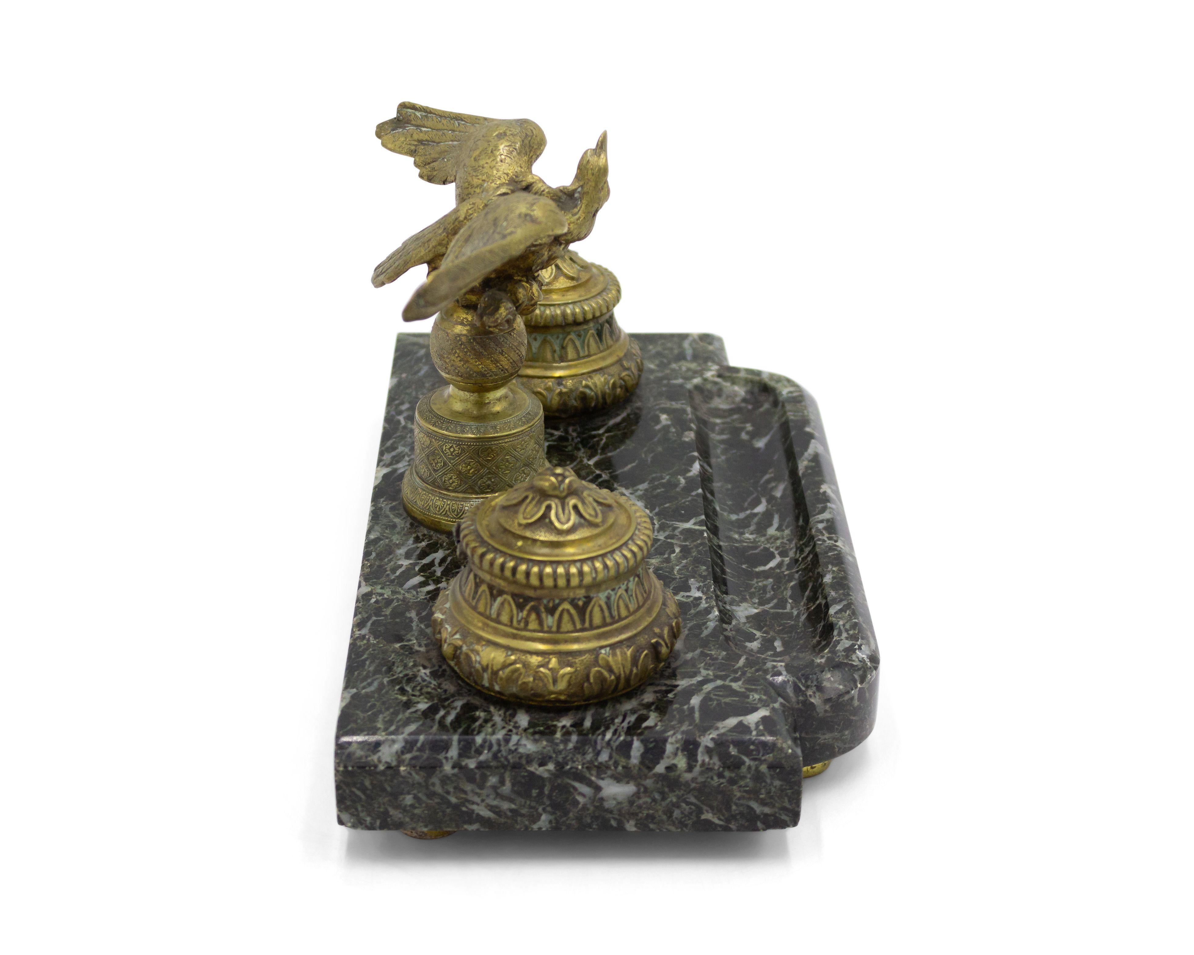 French Empire Style Bronze Double Inkwell With Eagle For Sale 1
