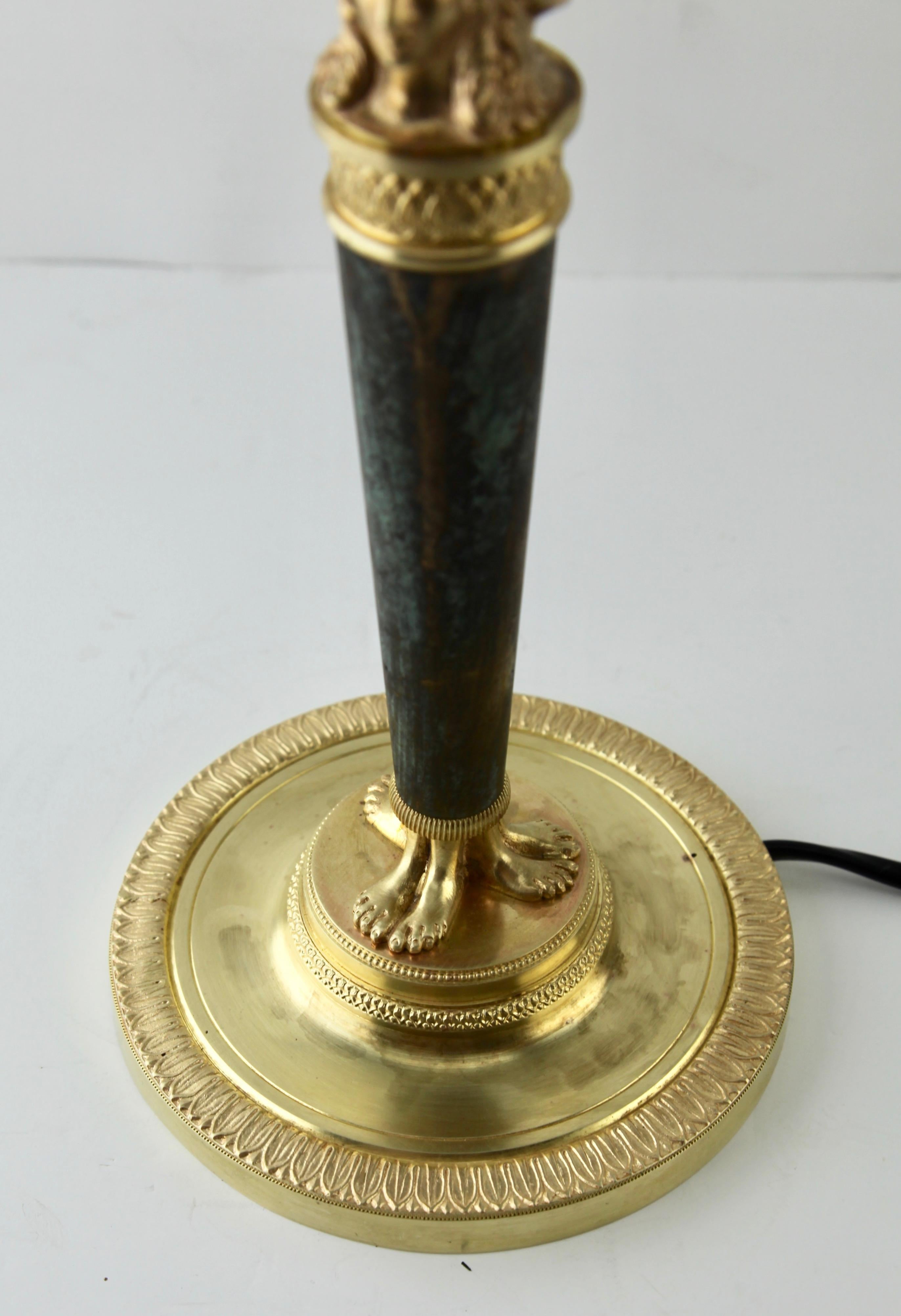 Cast French Empire Style Bronze Gilded Desk or Table Lamp