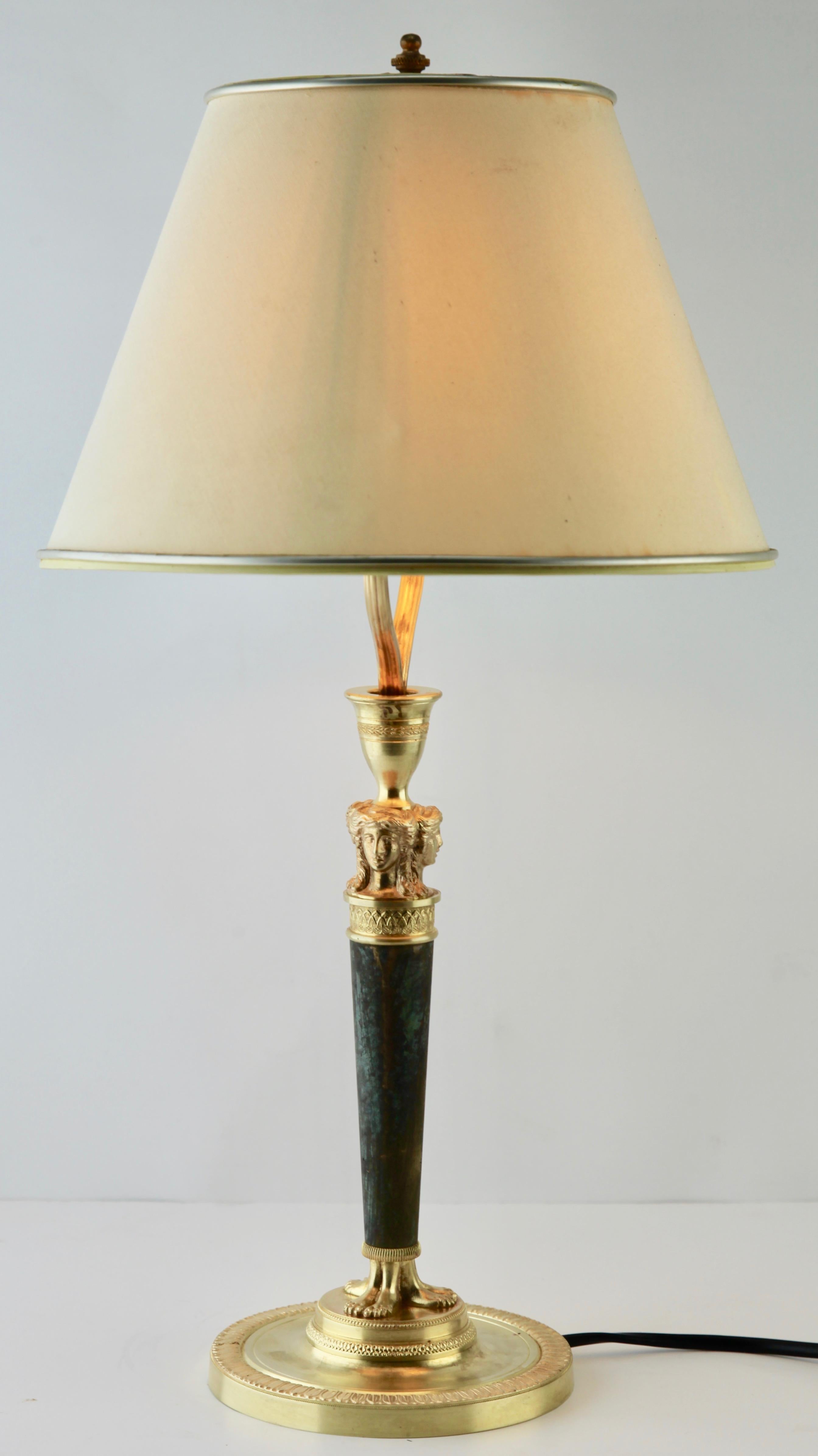 Mid-20th Century French Empire Style Bronze Gilded Desk or Table Lamp
