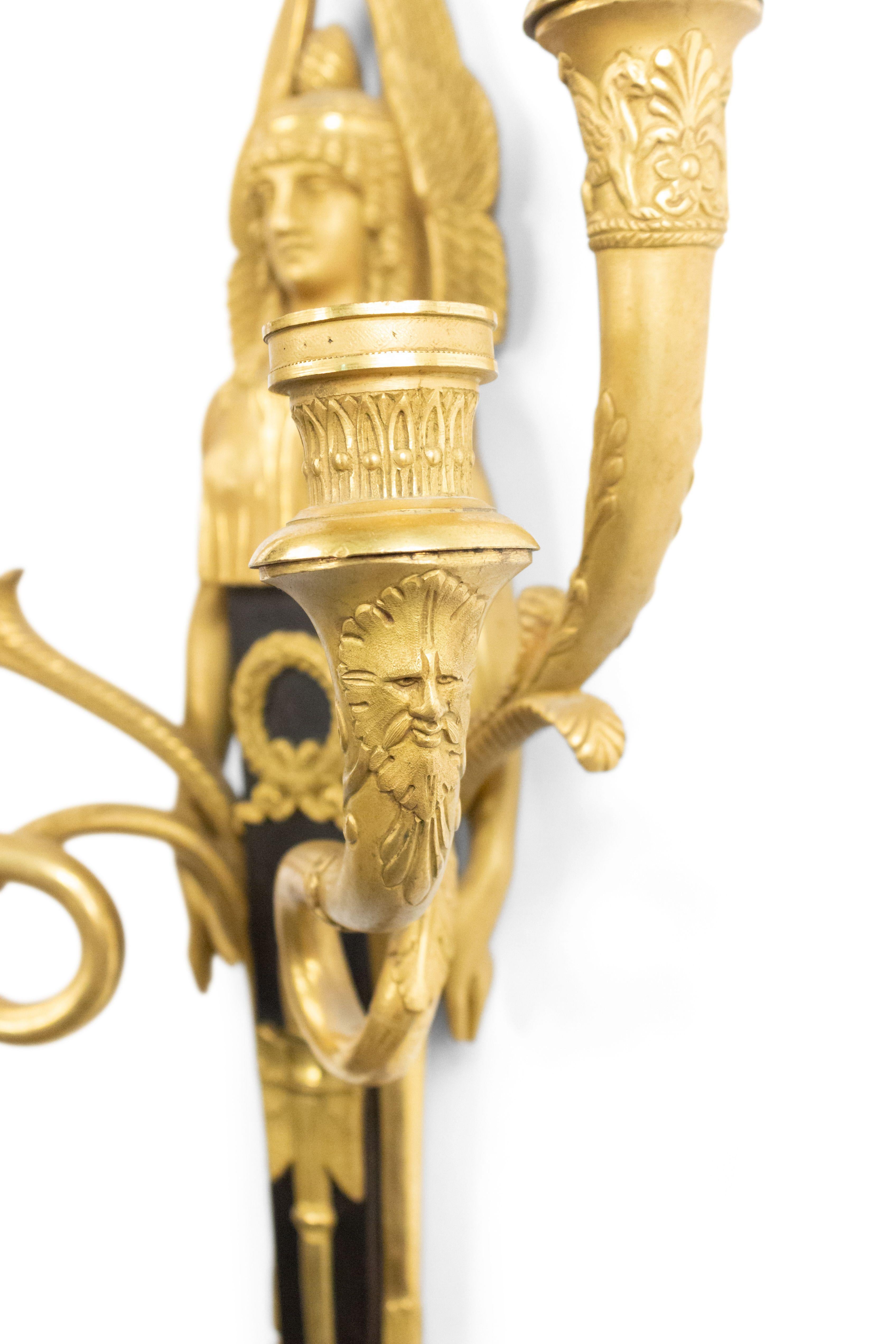French Empire Style Bronze Gilt Wall Sconces 1