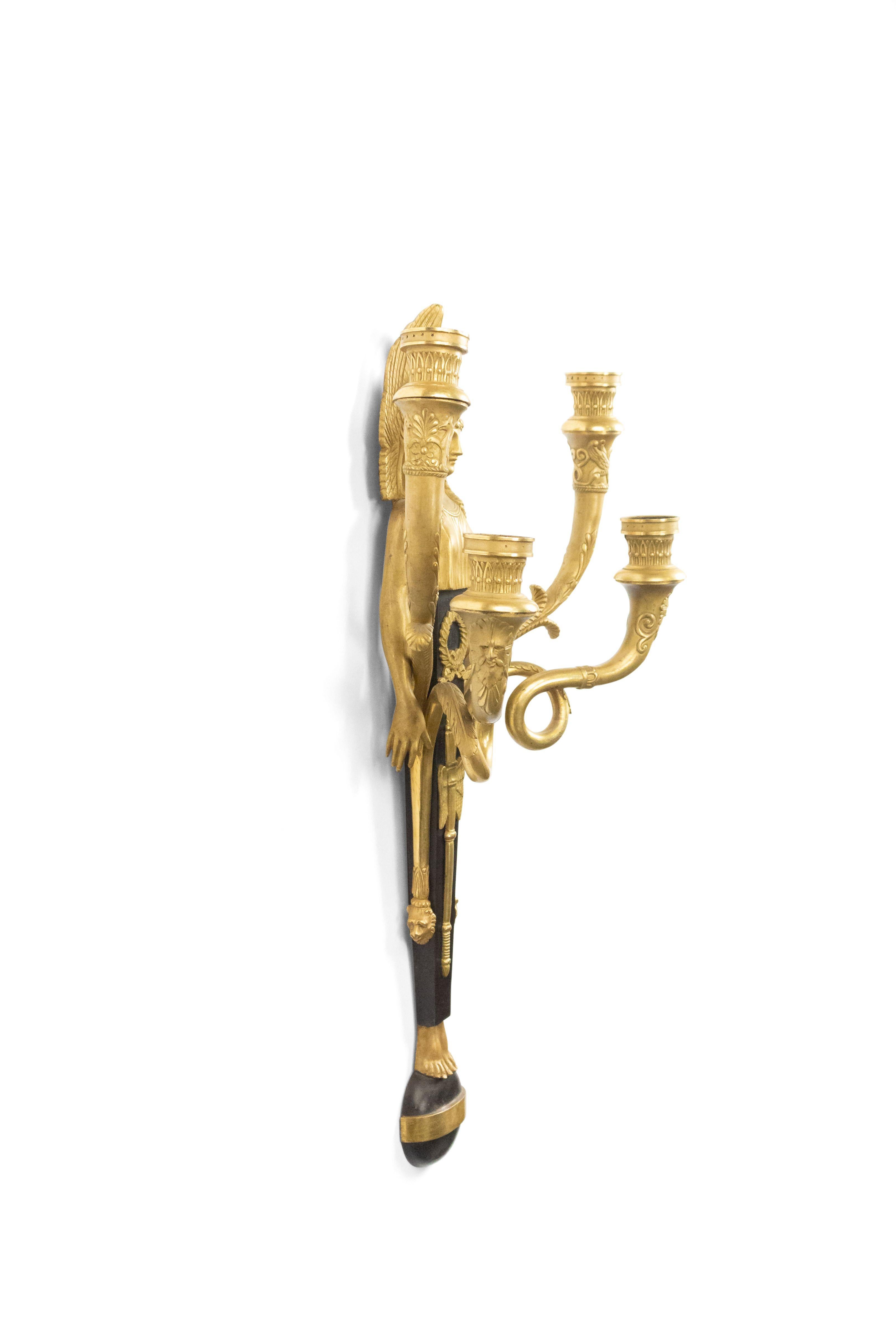 French Empire Style Bronze Gilt Wall Sconces 2