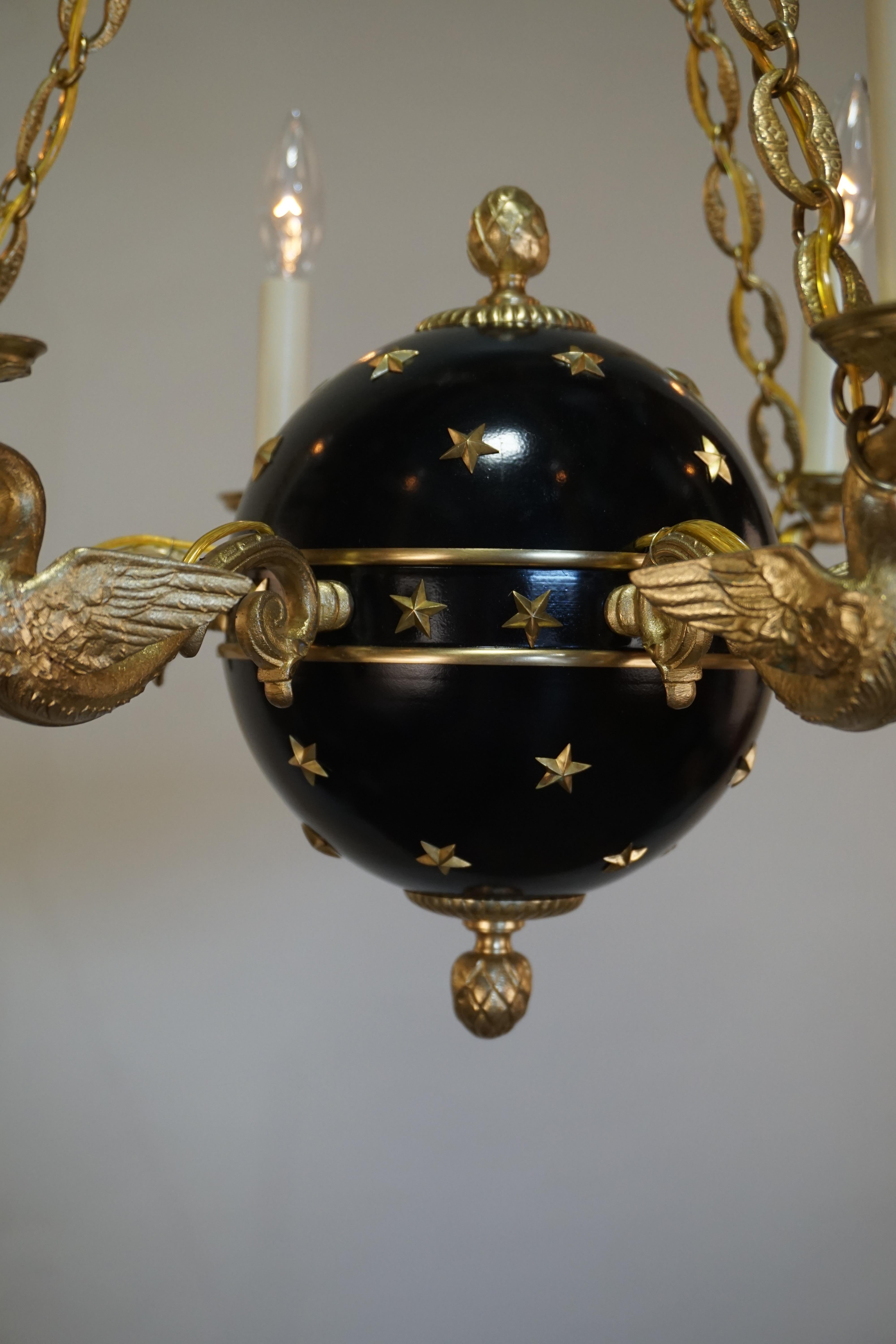 French Empire Style Bronze Globe Chandelier 1