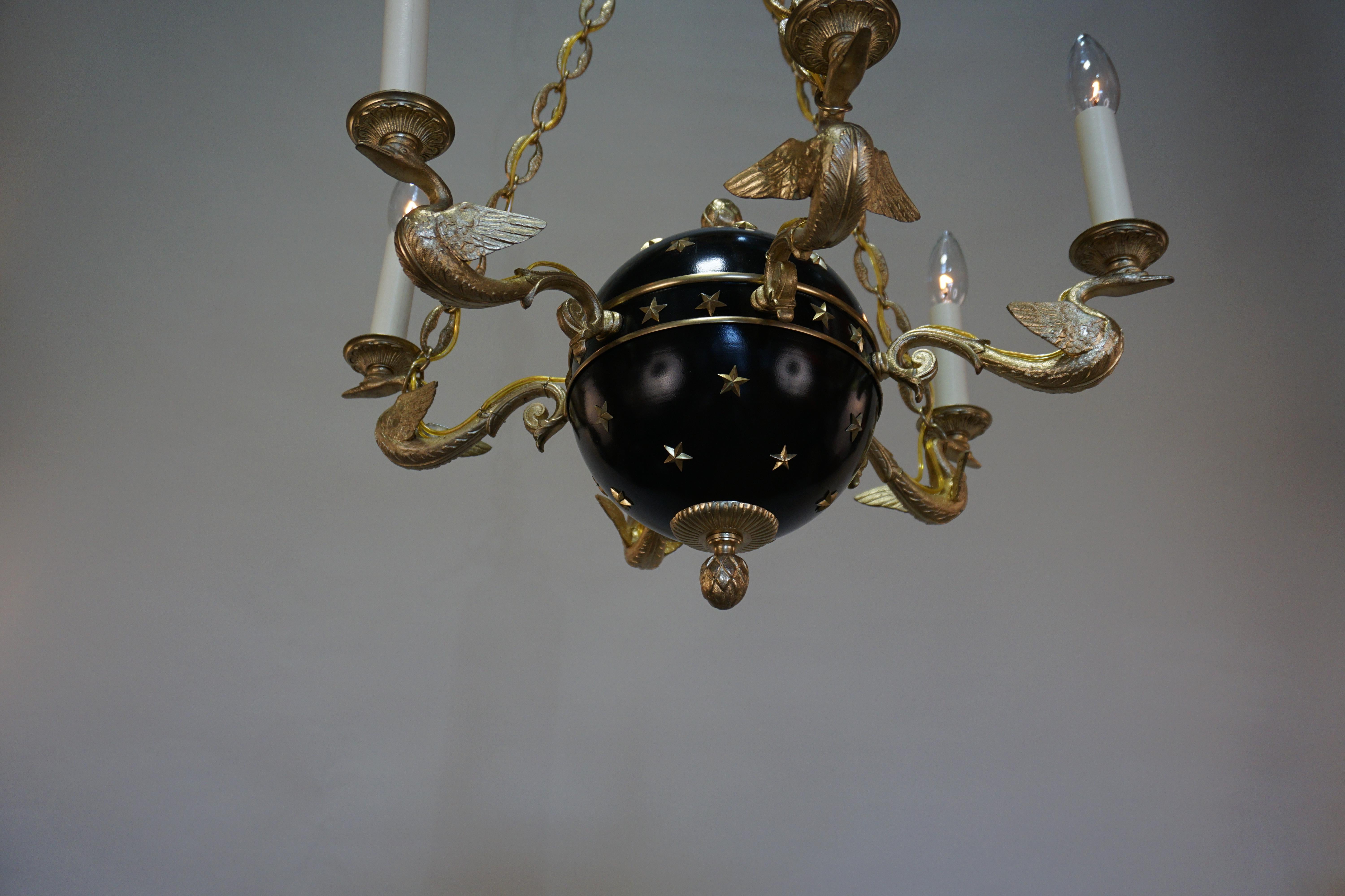 French Empire Style Bronze Globe Chandelier 2