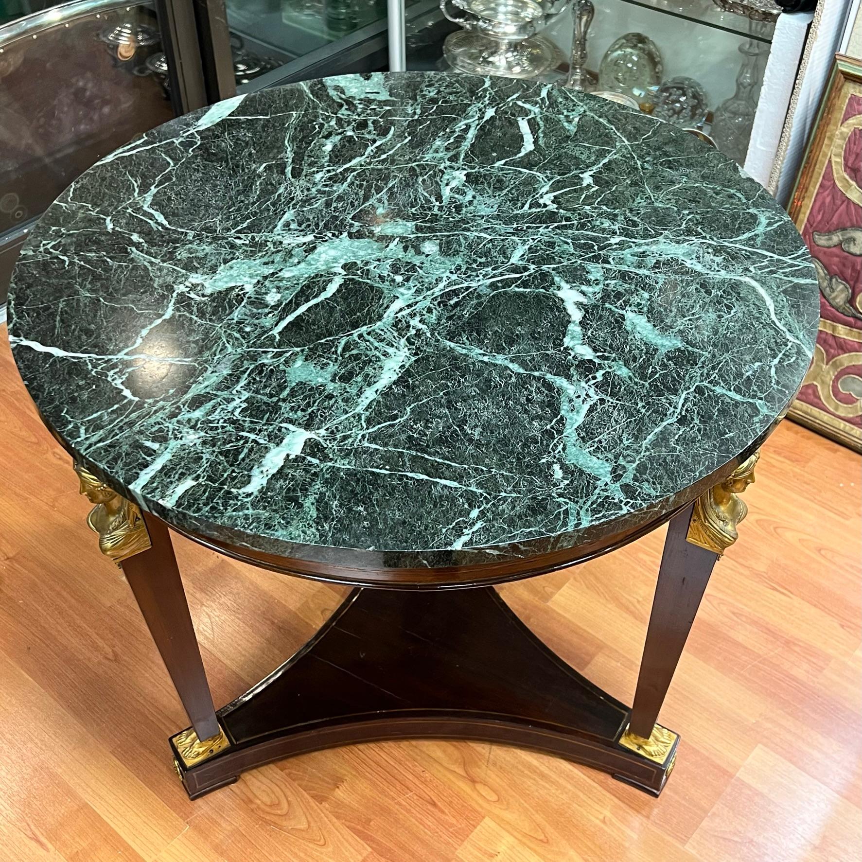 French Empire Style Bronze Mounted Center Table In Good Condition For Sale In New York, NY