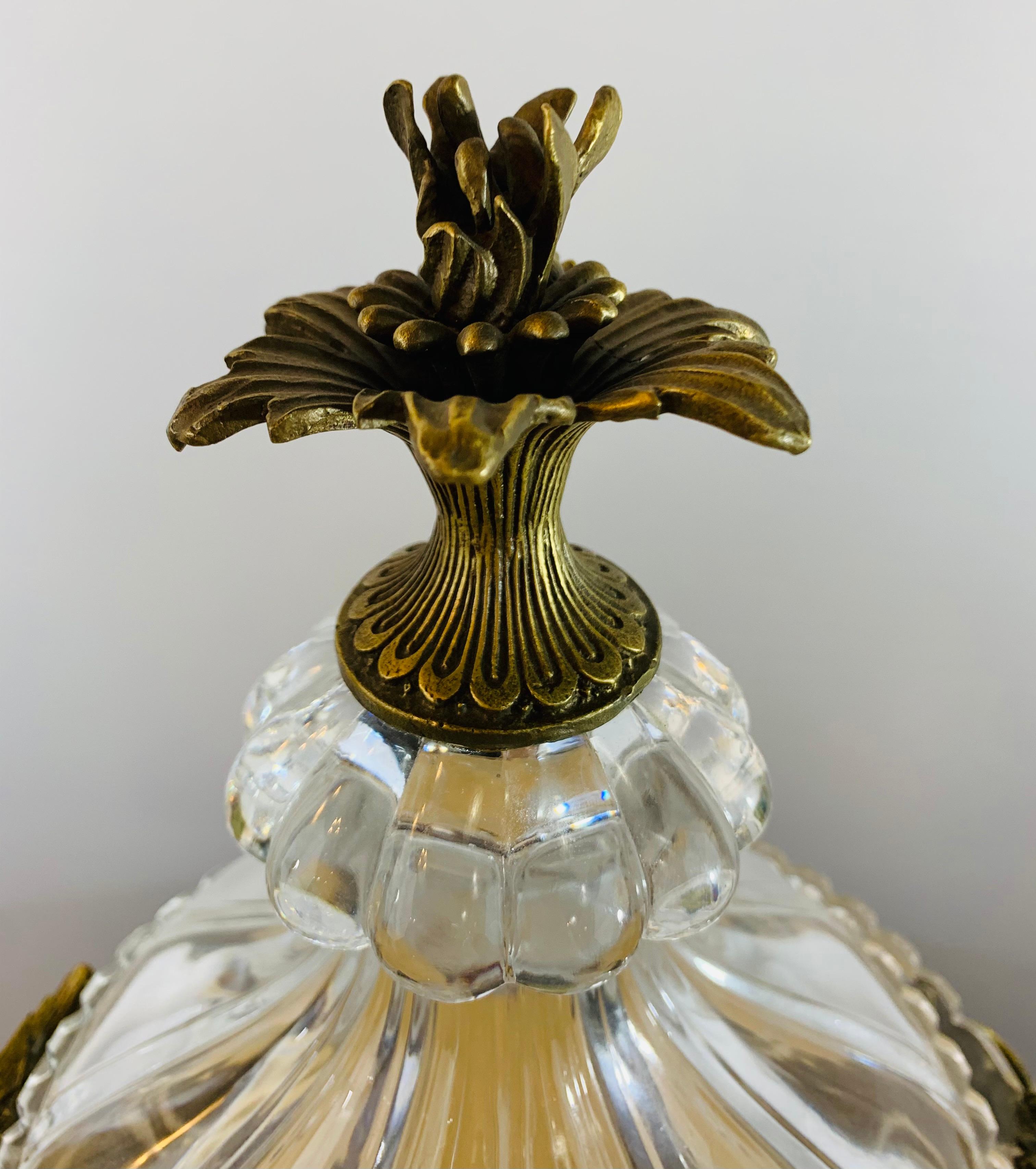 French Empire Style Bronze Mounted Cut Crystal Lidded Urn or Vase In Good Condition In Plainview, NY
