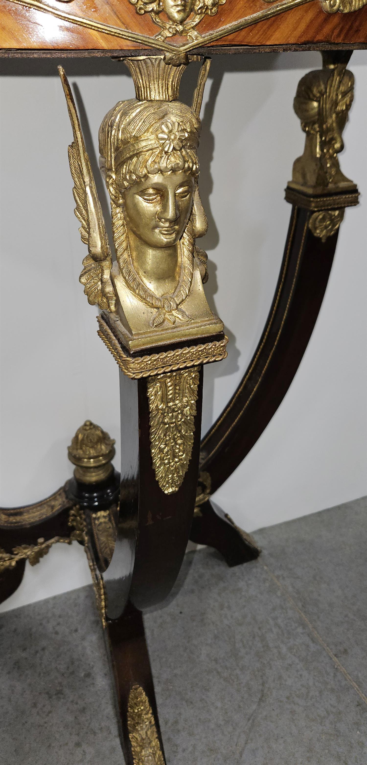 French Empire Style Bronze-Mounted Kingwood D-Shape Console Table, 20th Century For Sale 2