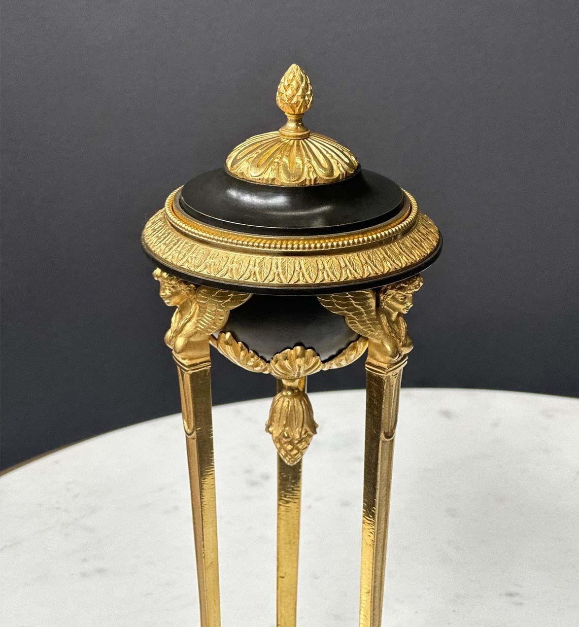 Early 20th Century French Empire-Style Bronze Reversible Candlesticks For Sale