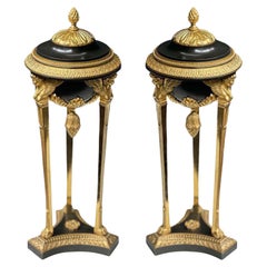 Antique French Empire-Style Bronze Reversible Candlesticks