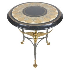 French Empire Style Bronze Swan and Tessellated Mosaic Stone Gueridon Table