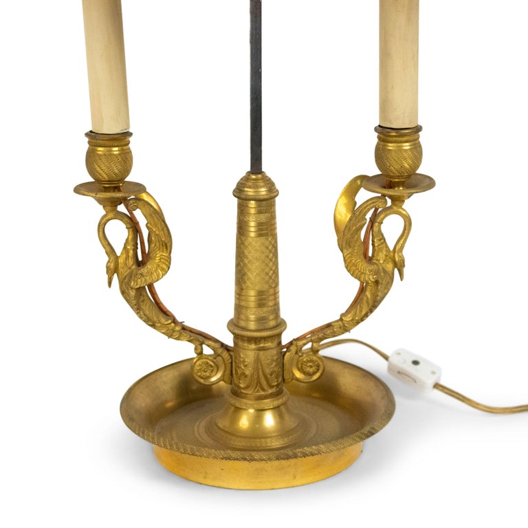 French Empire Style Bronze Swan Table Lamp For Sale at 1stDibs