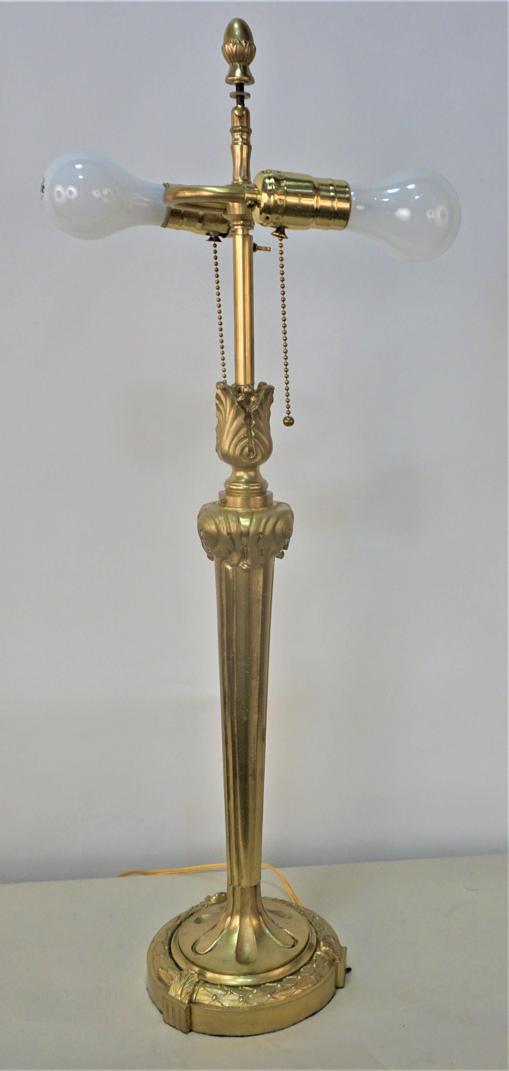 French Empire Style Bronze Table Lamp In Good Condition In Fairfax, VA
