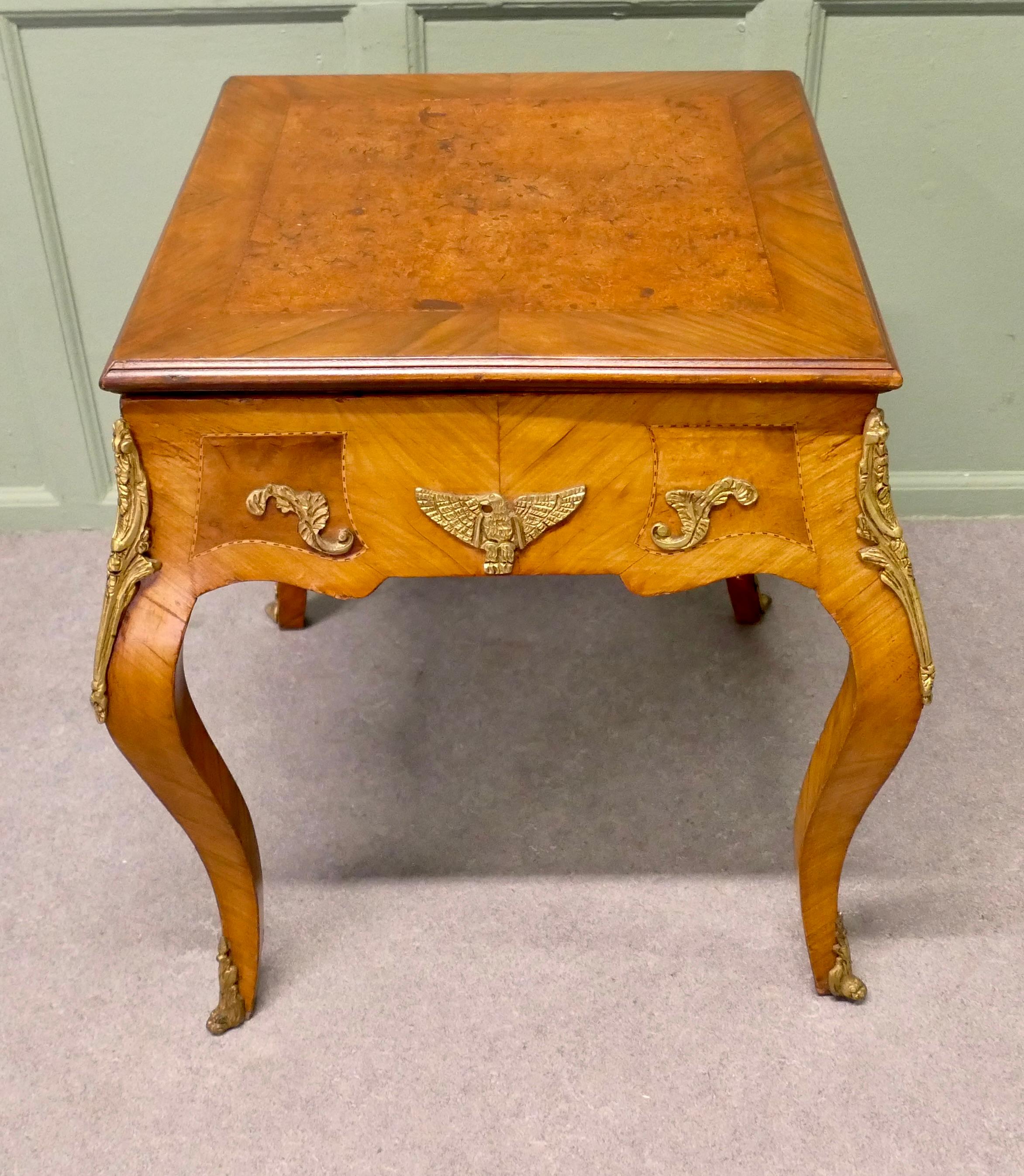French Empire Style Burr Walnut and Ormolu Games Table, Chess and Backgammon For Sale 2