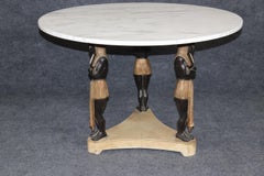 French Empire Style Carved Figural Marble Top Center Table