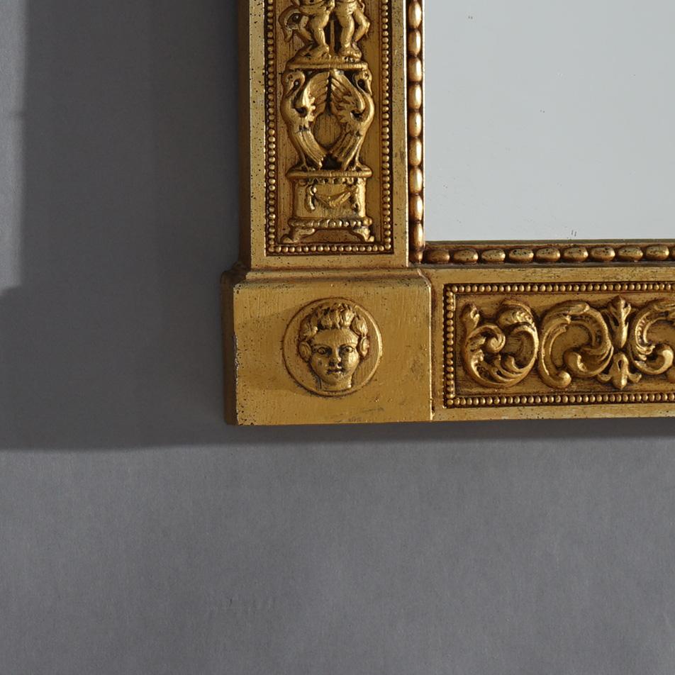 French Empire Style Carved Gold Gilt Mirror & Shelf C1950 1