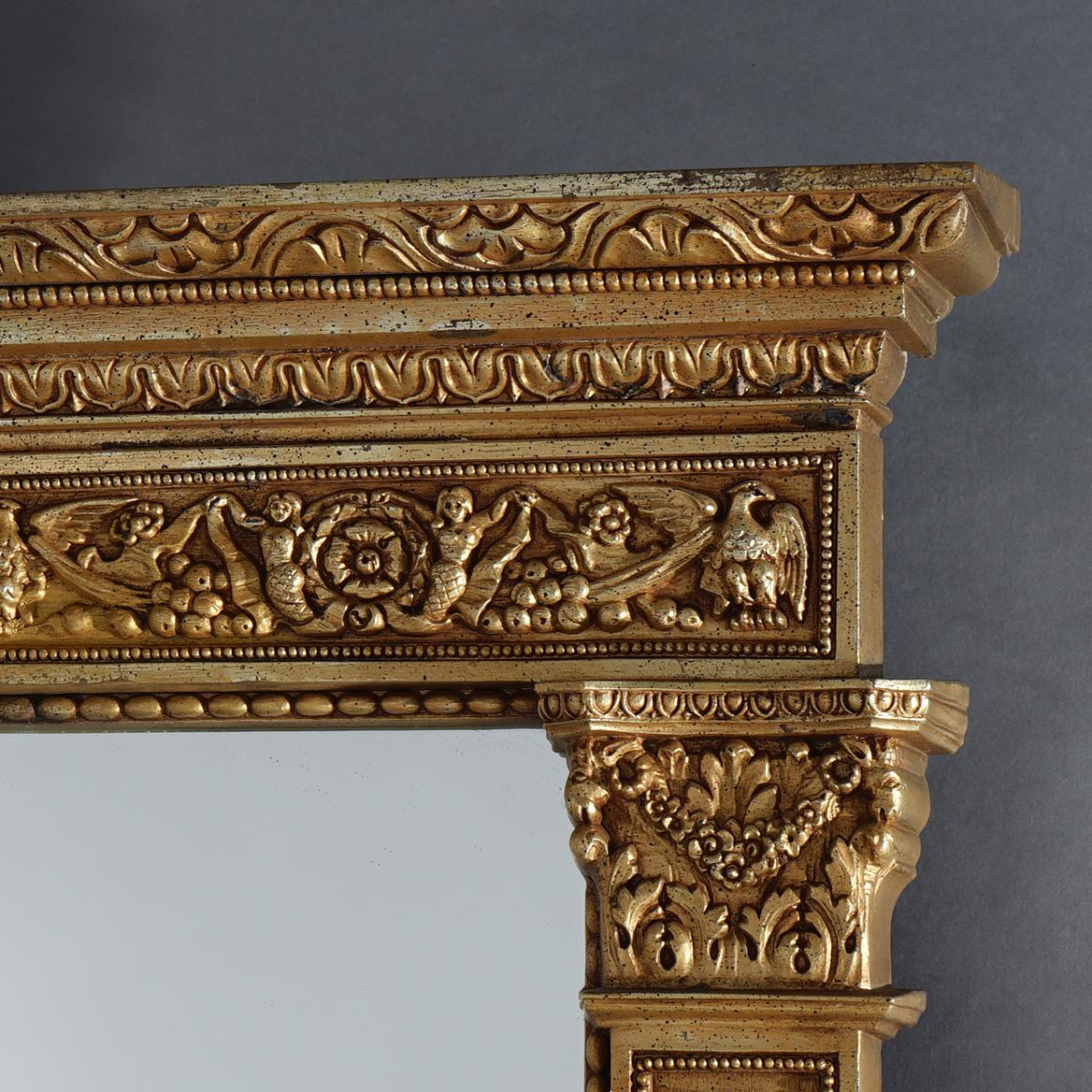 French Empire Style Carved Gold Gilt Mirror & Shelf C1950 3