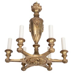 Antique French Empire Style Cast Bronze Chandelier