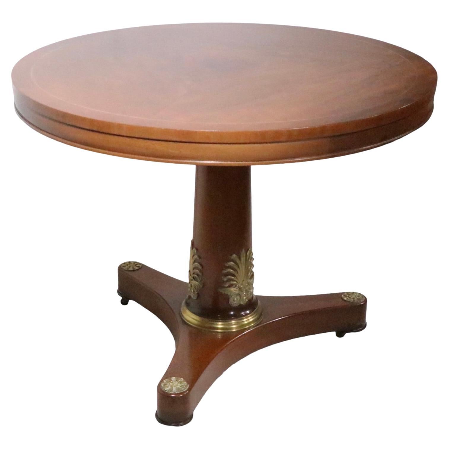 French Empire Style Center Table with Brass Ormolu Trim by Kittinger Furniture 