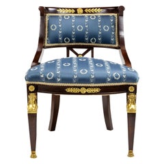 French Empire Style Chair in Mahogany with Omalu Mounts and Masks