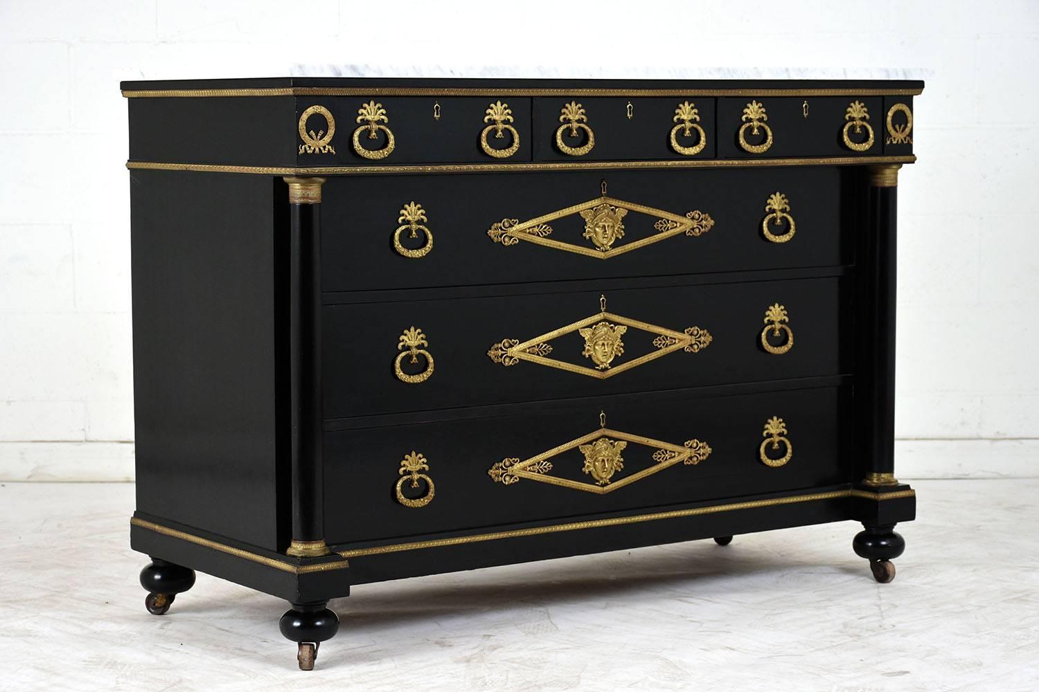 Carved French Empire-Style Chest of Drawers, circa 1900