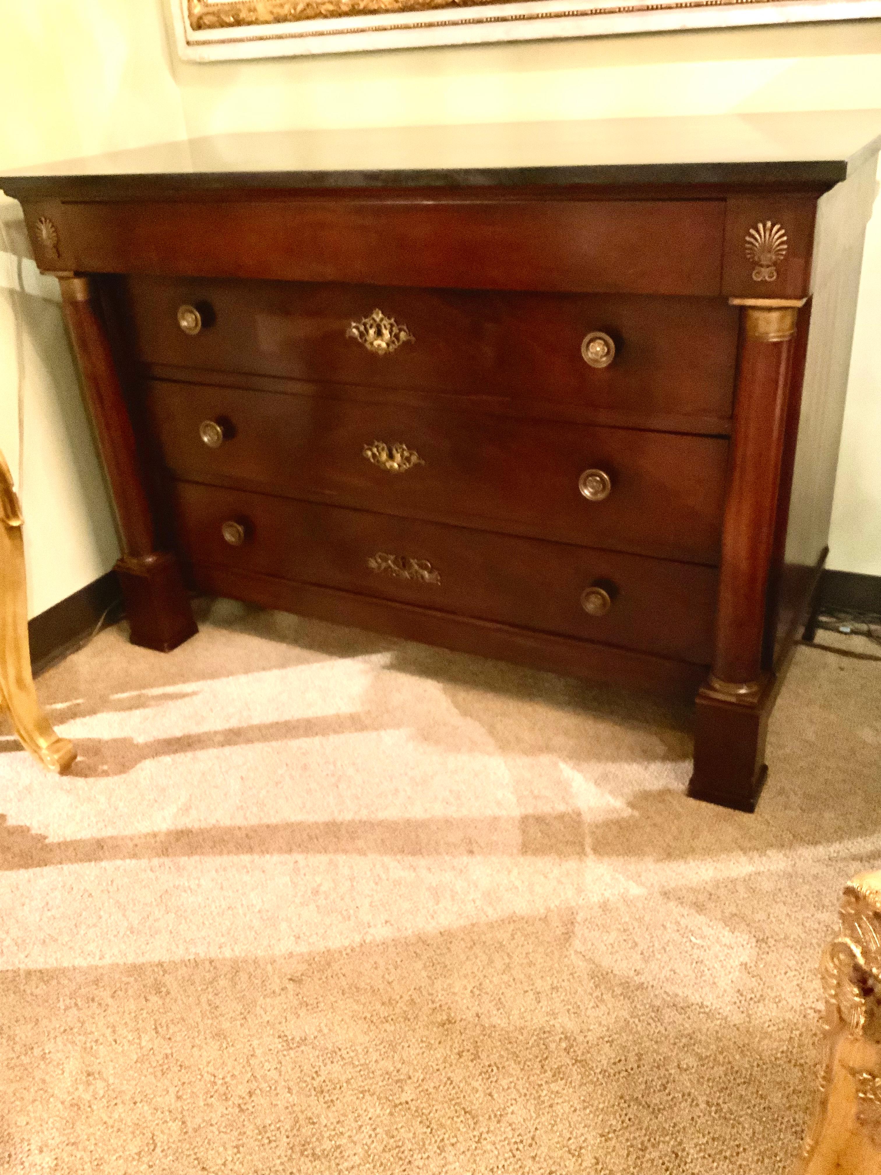French Empire-Style Commode / Chest of Drawers with Marble Top In Good Condition For Sale In Houston, TX