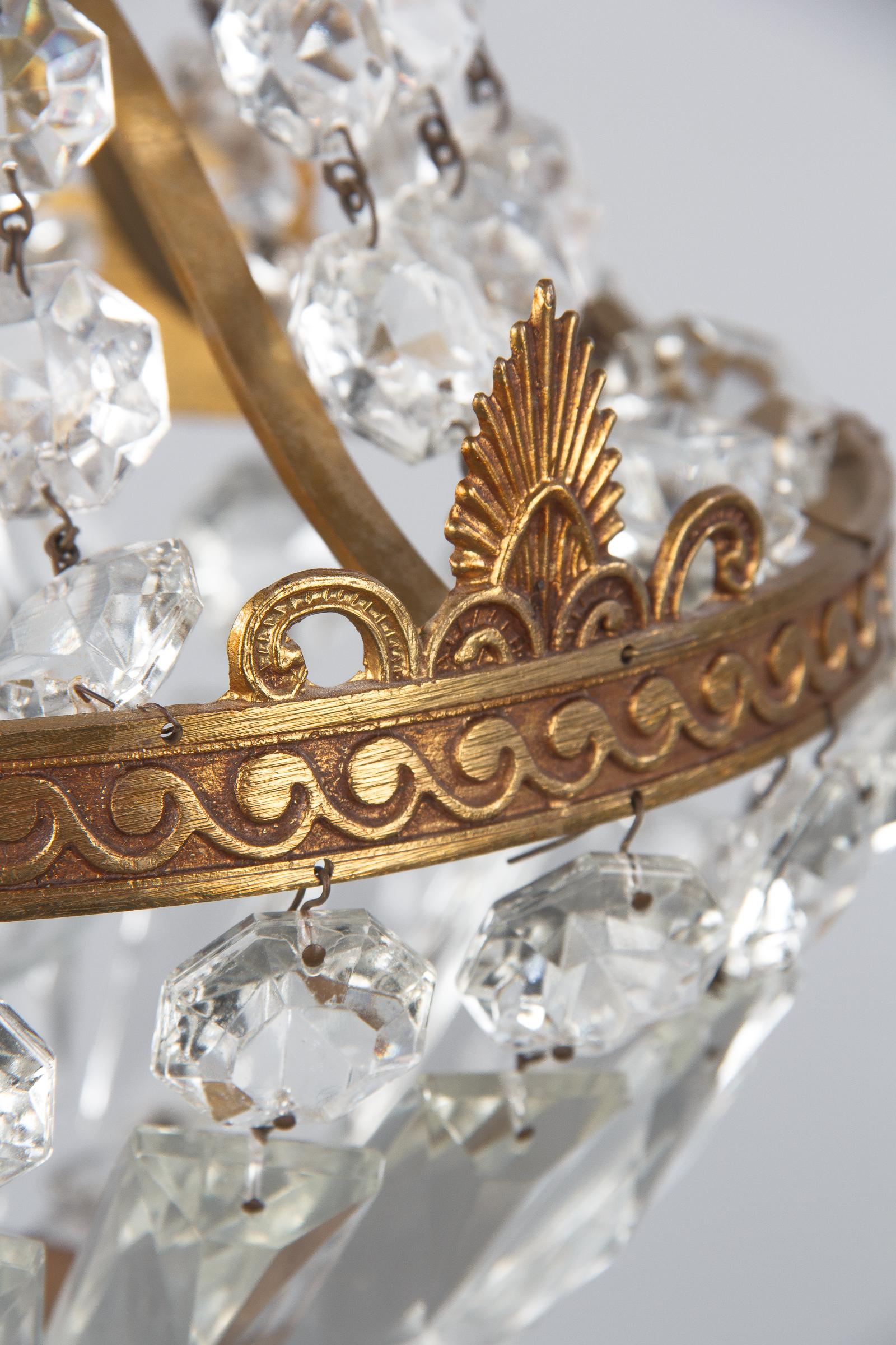 French Empire Style Crystal and Brass 