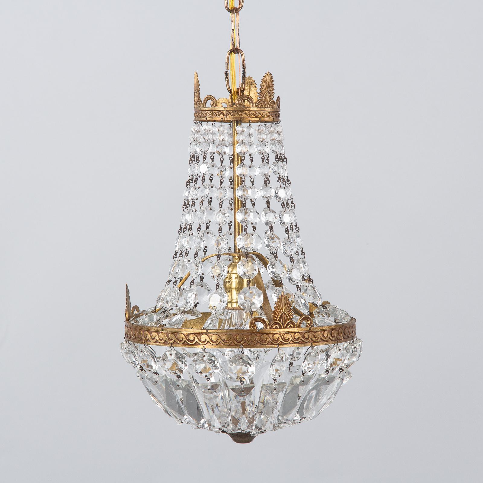 French Empire Style Crystal and Brass 