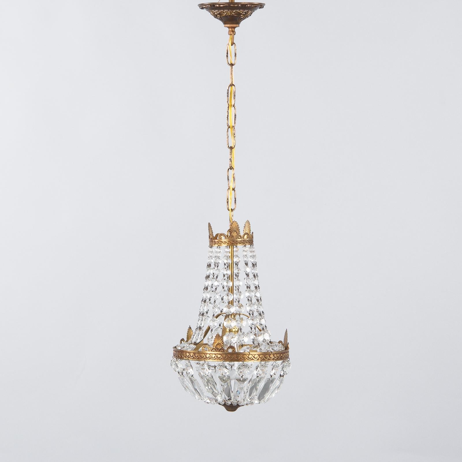 French Empire Style Crystal and Brass 