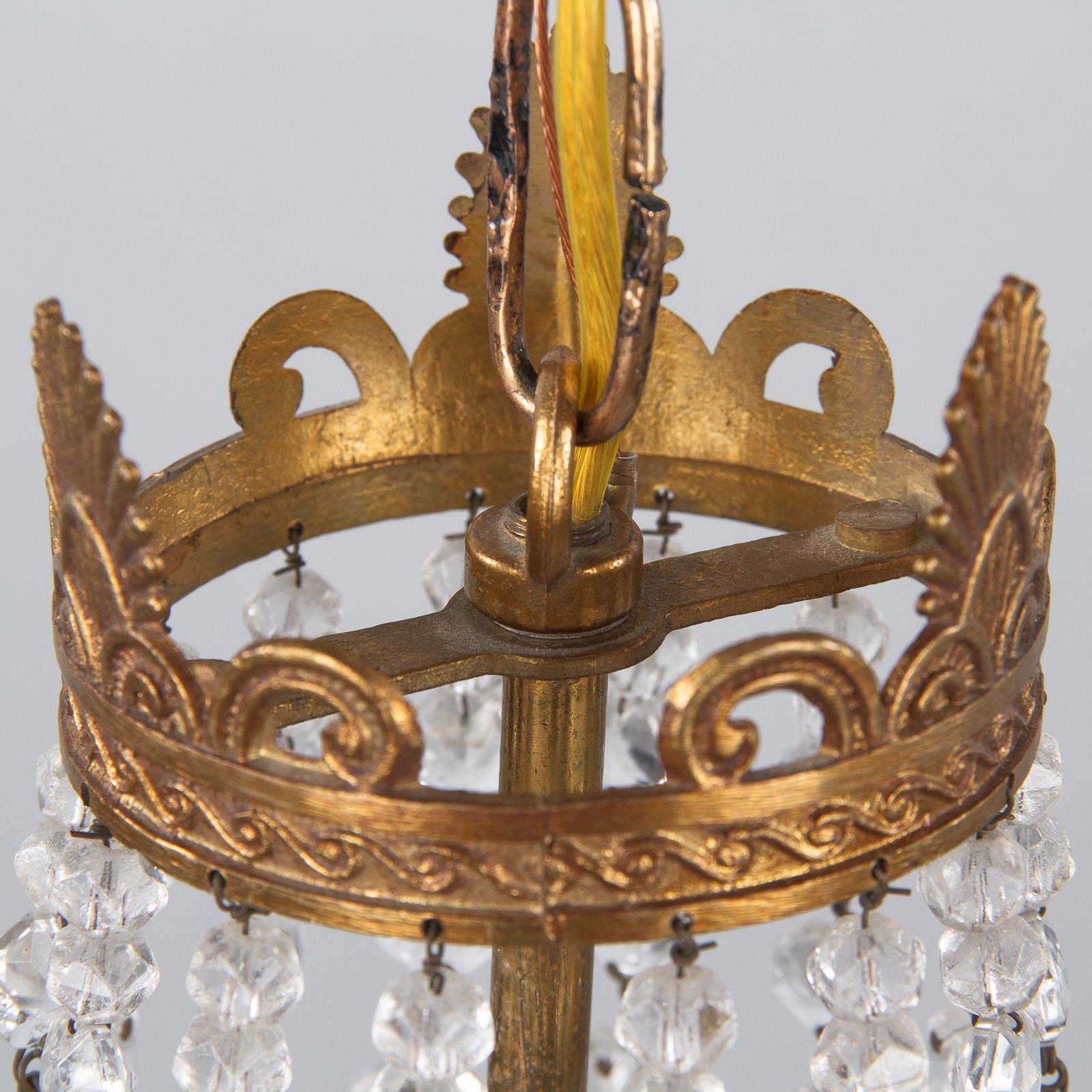 Französischer Kronleuchter „Montgolfier“ aus Kristall und Messing im Empire-Stil, 1920er Jahre 4