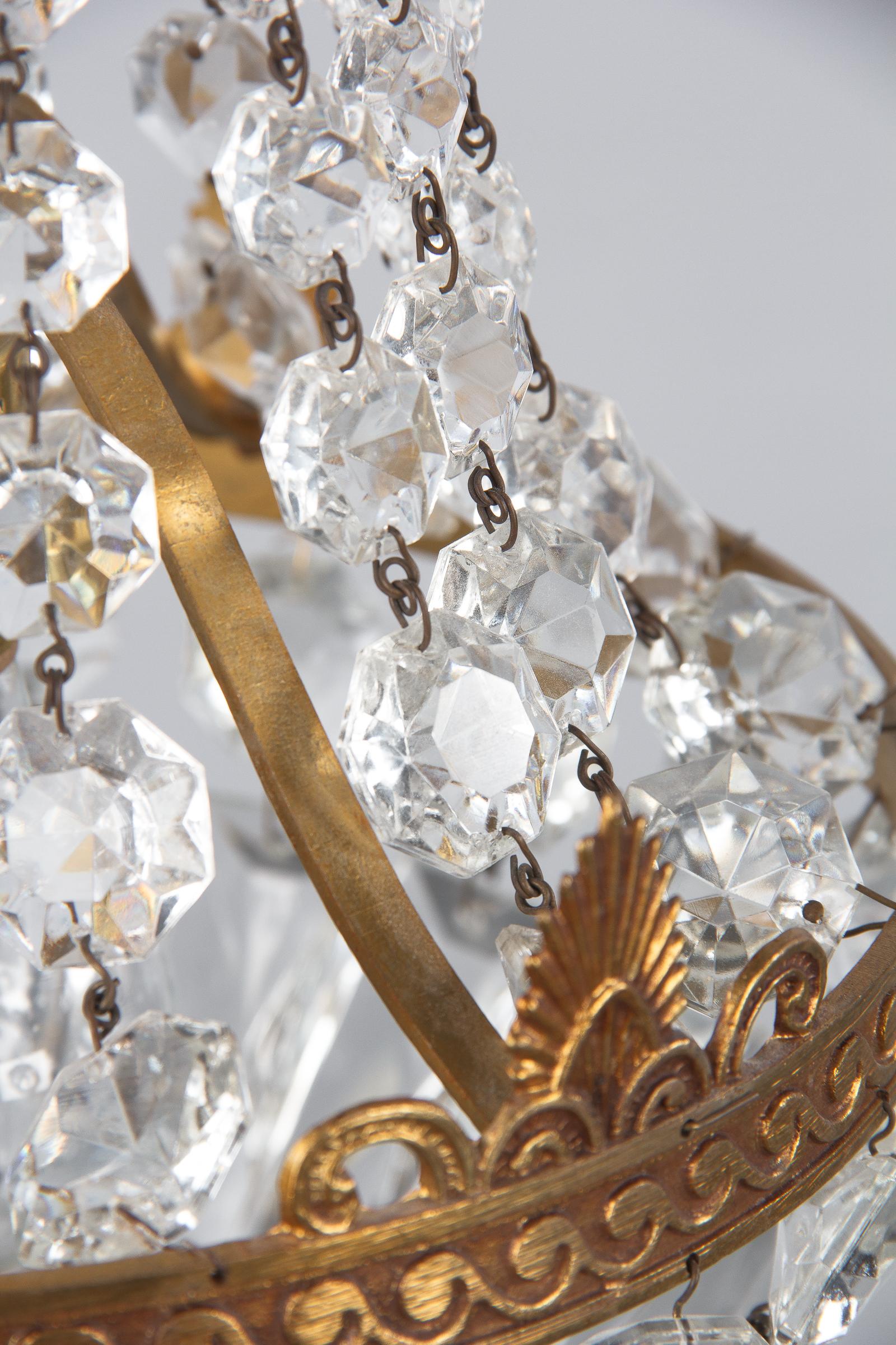 French Empire Style Crystal and Brass 