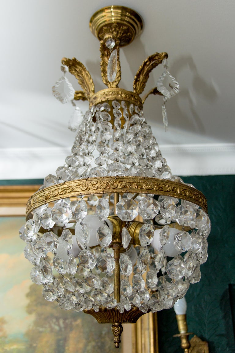 French Empire Style Crystal and Bronze Basket - Shaped ...