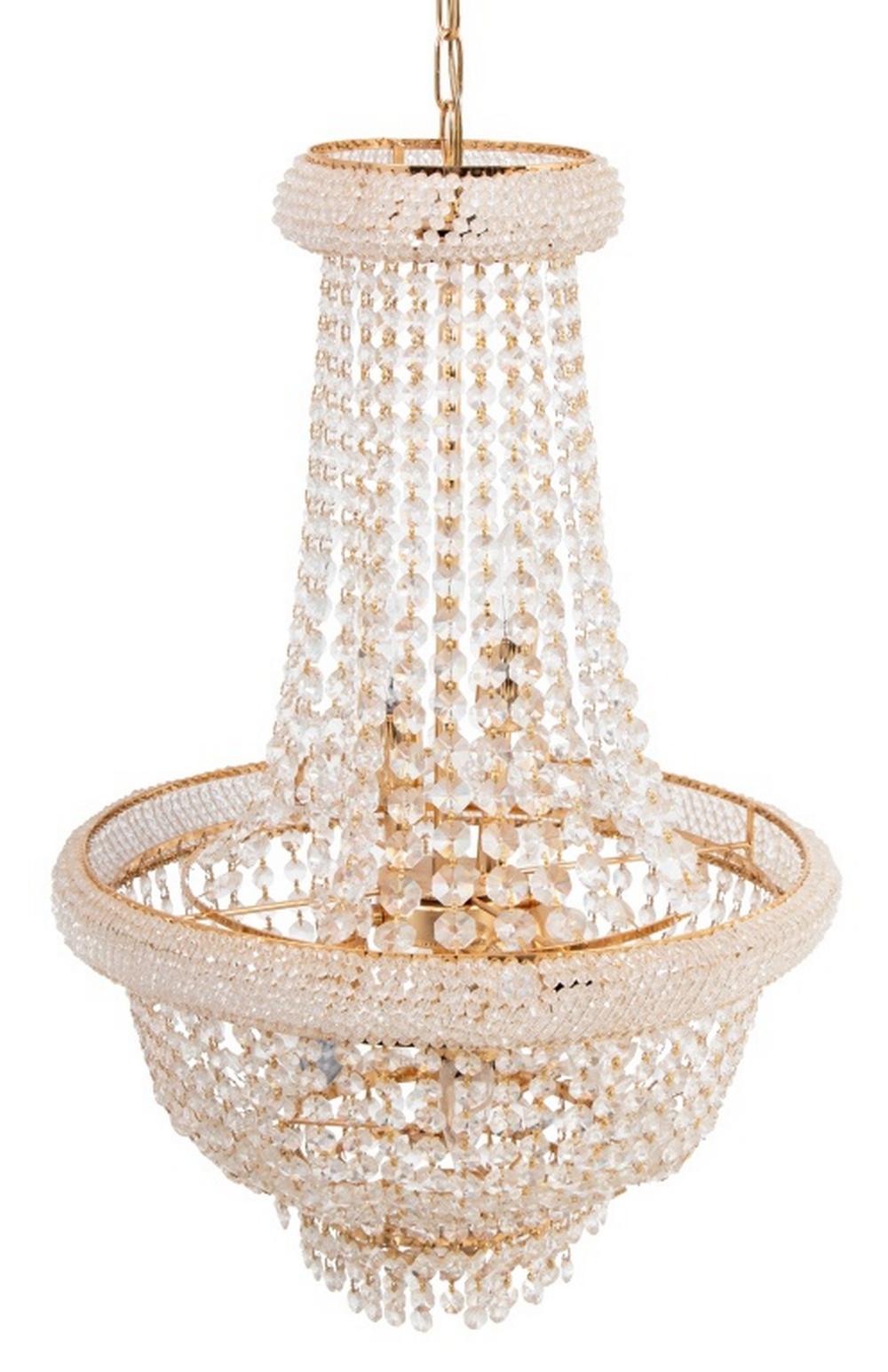 French Empire Style Crystal and Gilt Metal Basket Chandelier In Good Condition For Sale In Astoria, NY