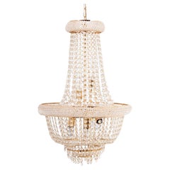 French Empire Style Crystal and Gilt Metal Basket Chandelier