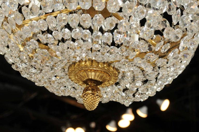 French Empire Style Crystal and Gilt Metal Waterfall Basket Six-Arm ...