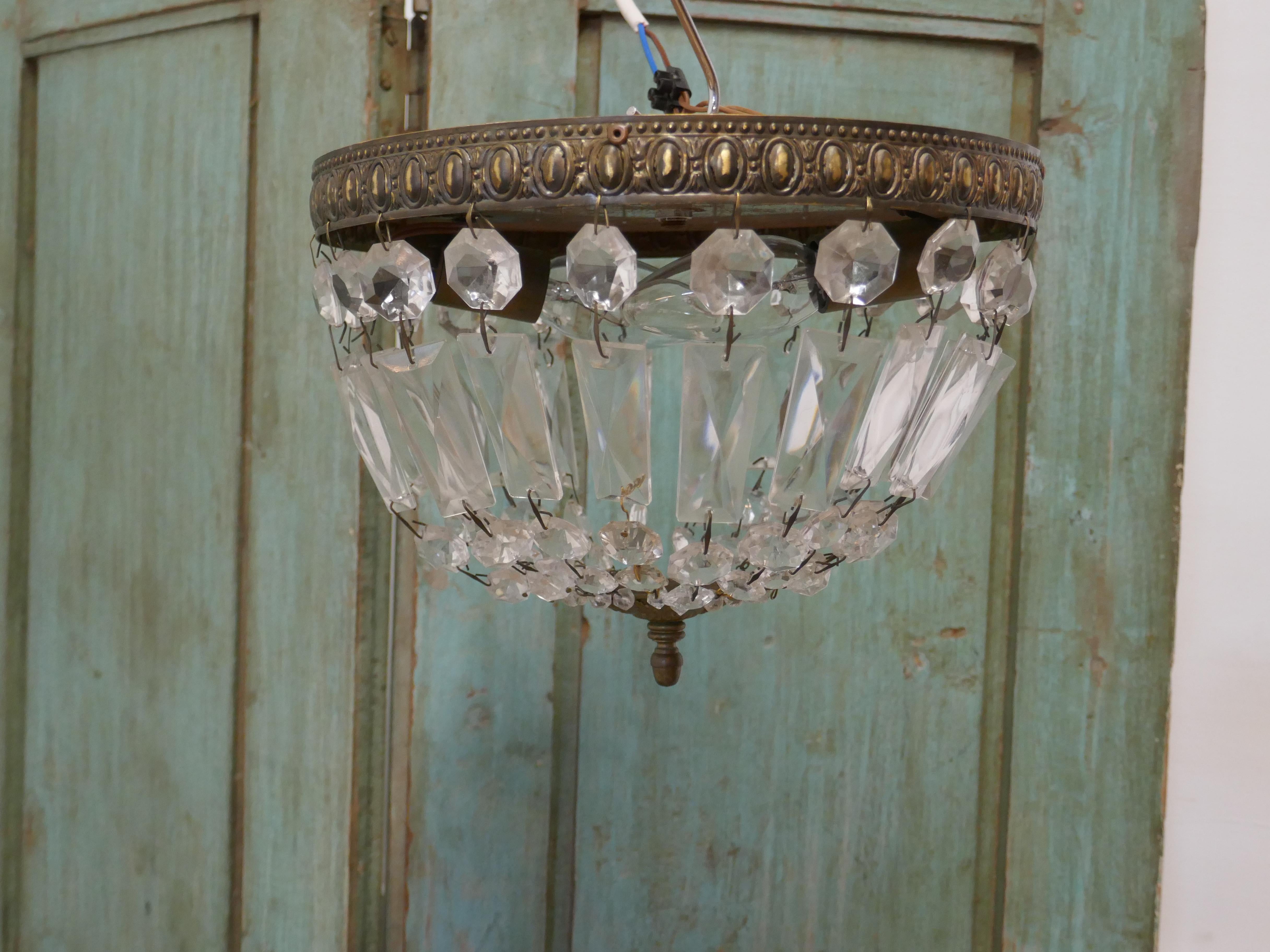 French Empire Style Crystal Basket Chandelier 1