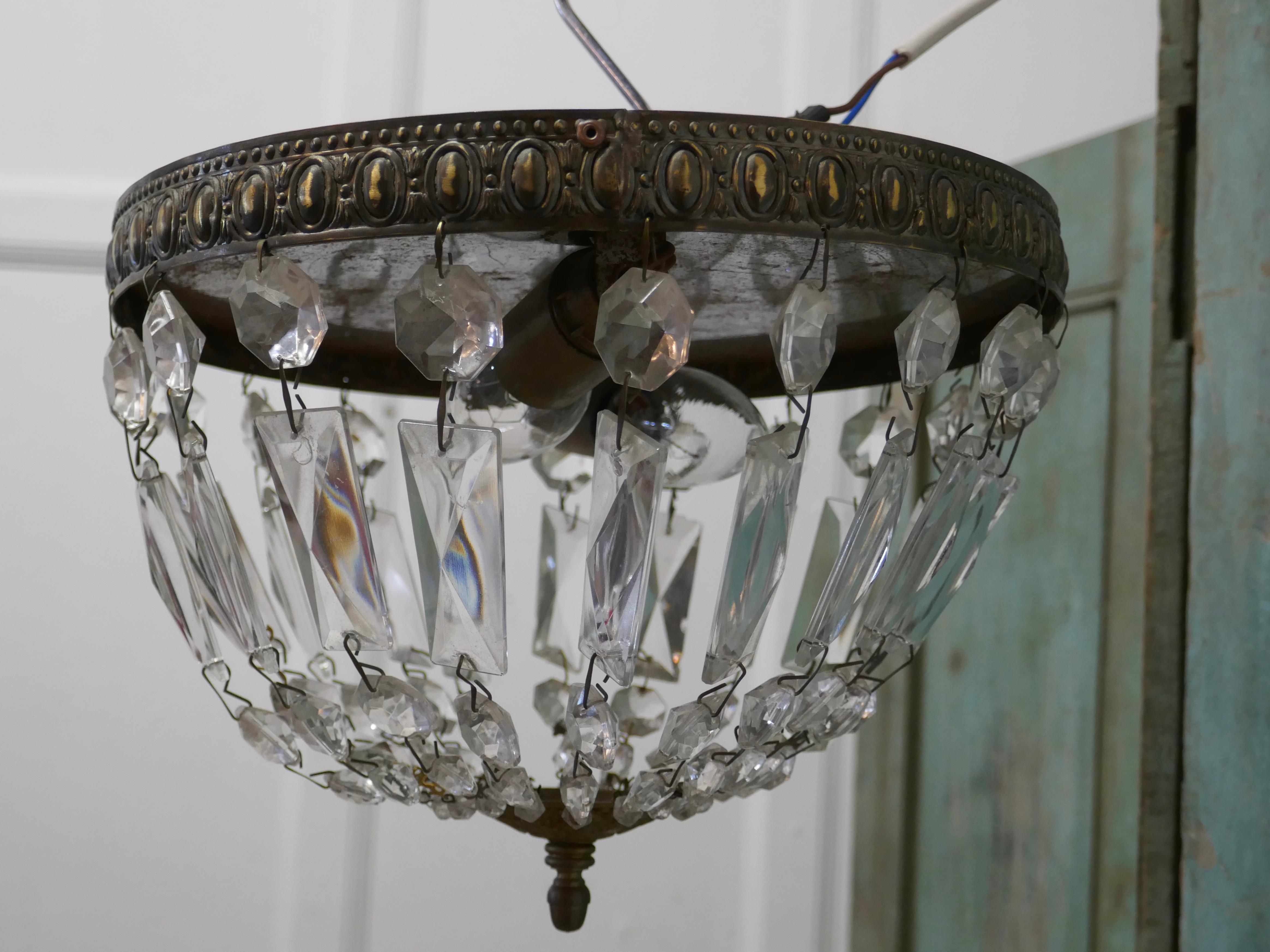 French Empire Style Crystal Basket Chandelier 2