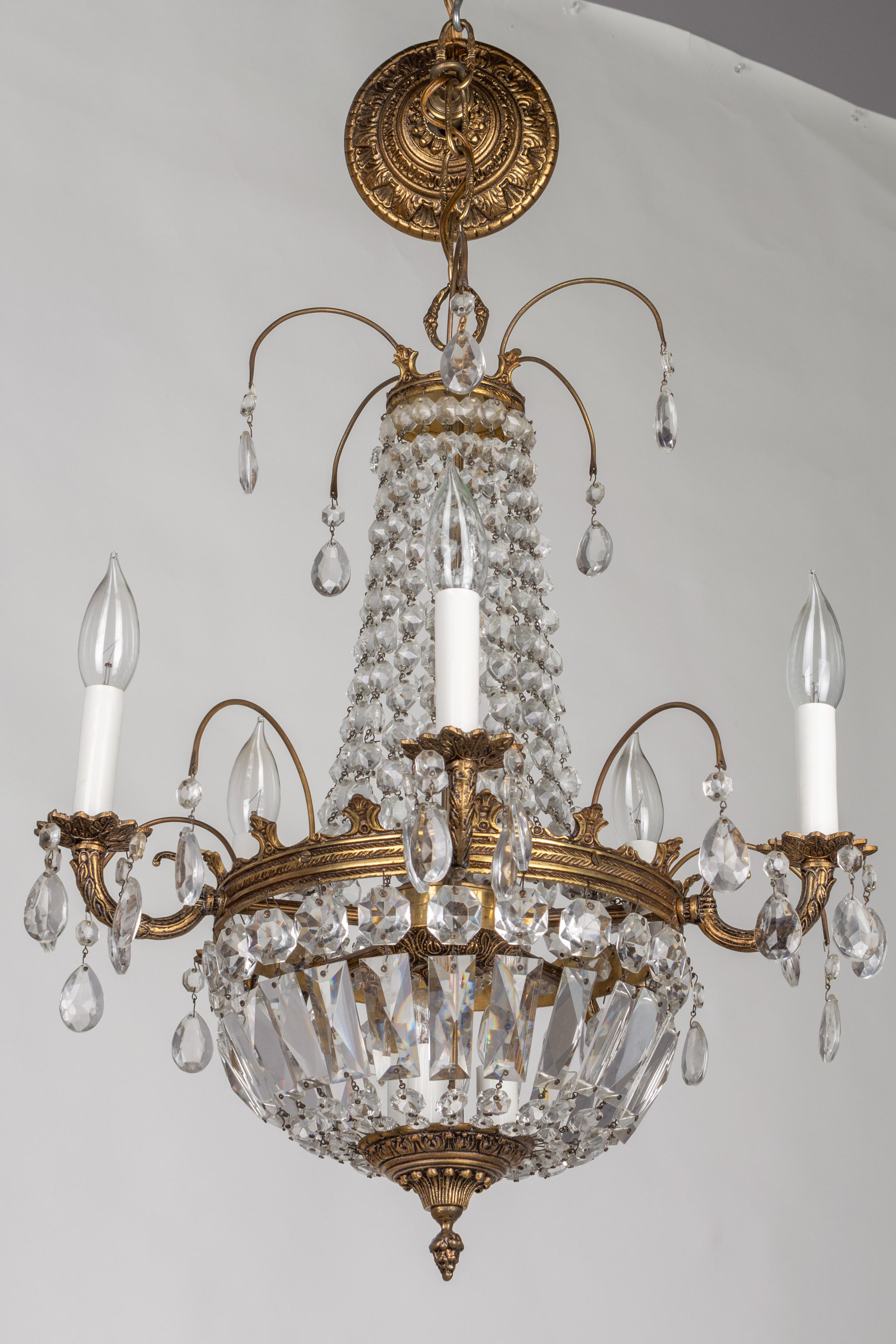 French Empire Style Crystal Chandelier In Good Condition In Winter Park, FL