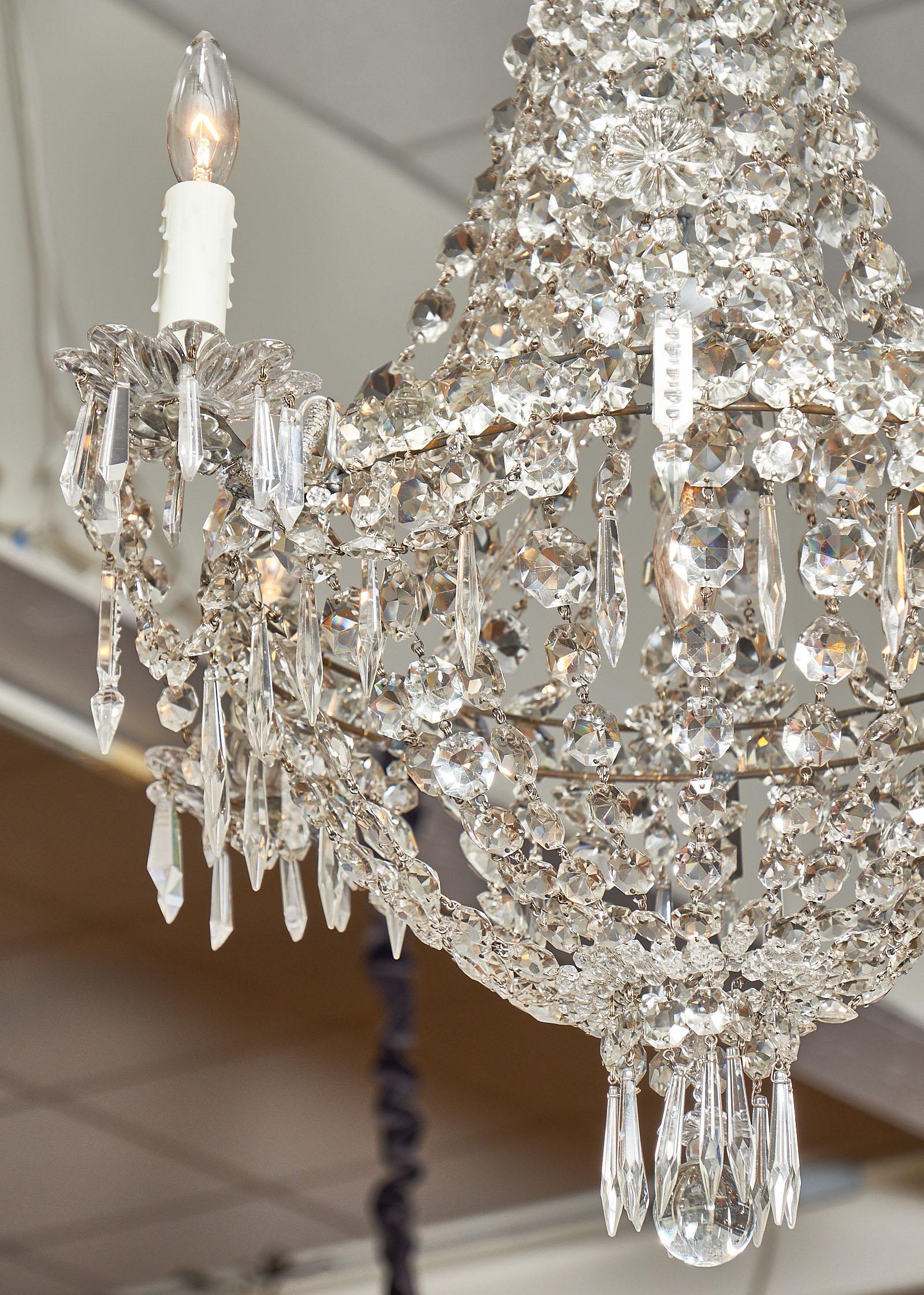 French Empire Style Crystal Chandelier In Good Condition In Austin, TX