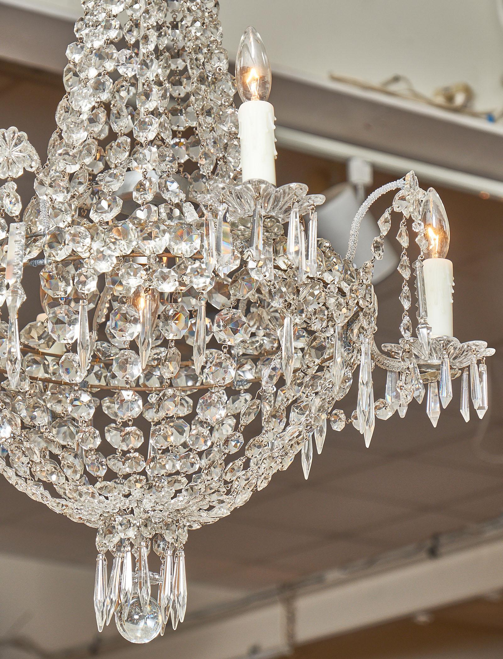 Early 20th Century French Empire Style Crystal Chandelier