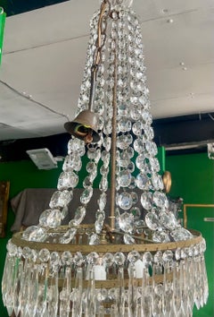 Lampadario a cascata in cristallo in stile Impero francese, 1910 circa