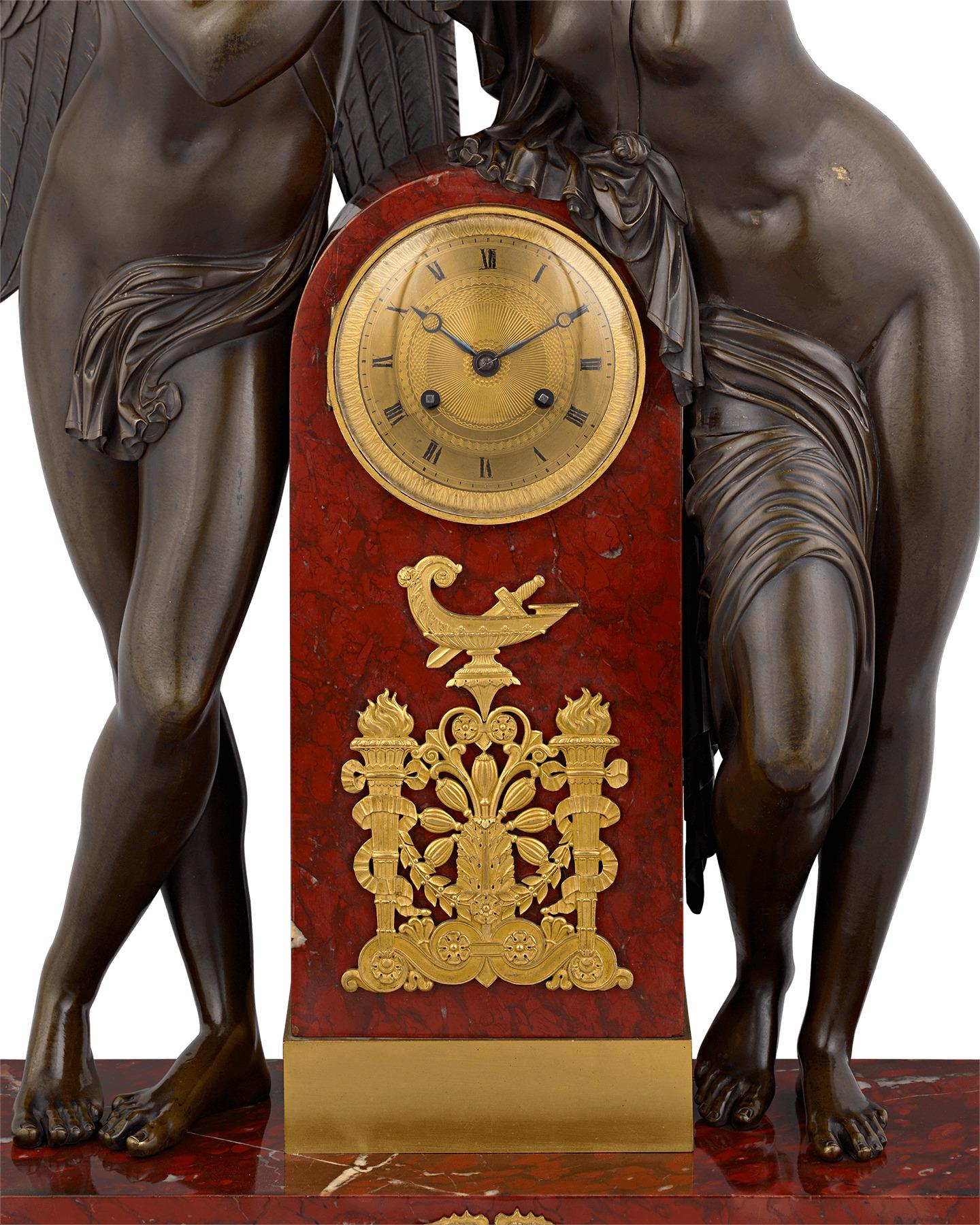 19th Century French Empire-Style Cupid and Psyche Mantel Clock